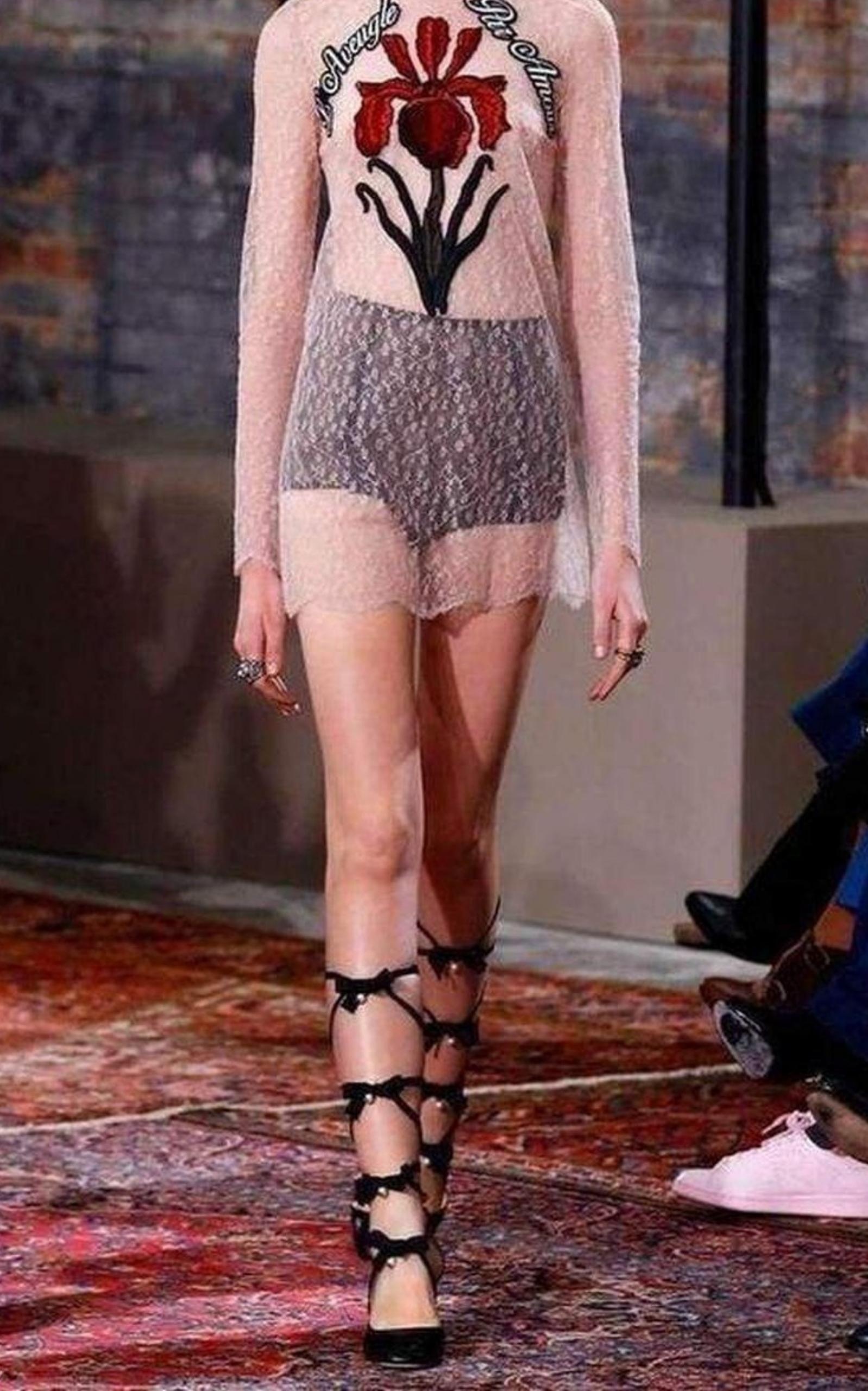 Nude Lace Embroidered Dress - 2