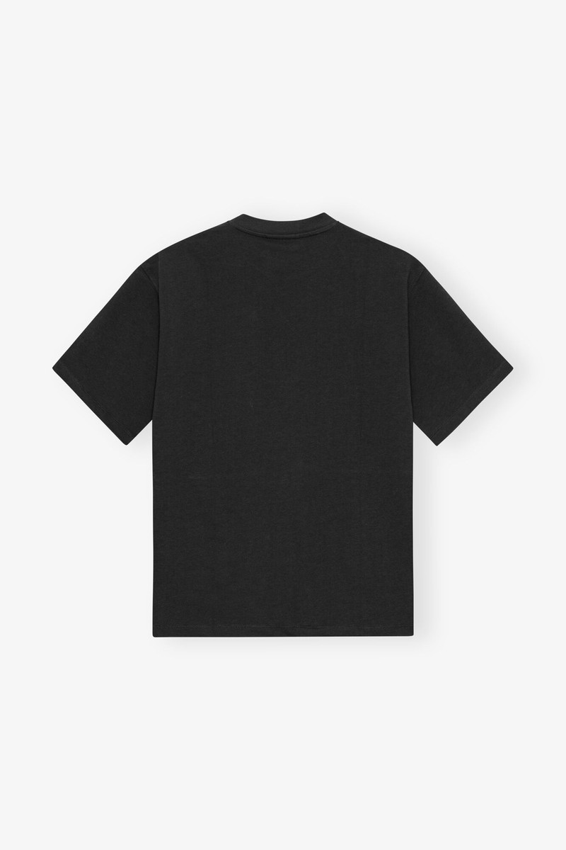 GANNI BLACK HEAVY COTTON DROP SHOULDER HEART T-SHIRT outlook