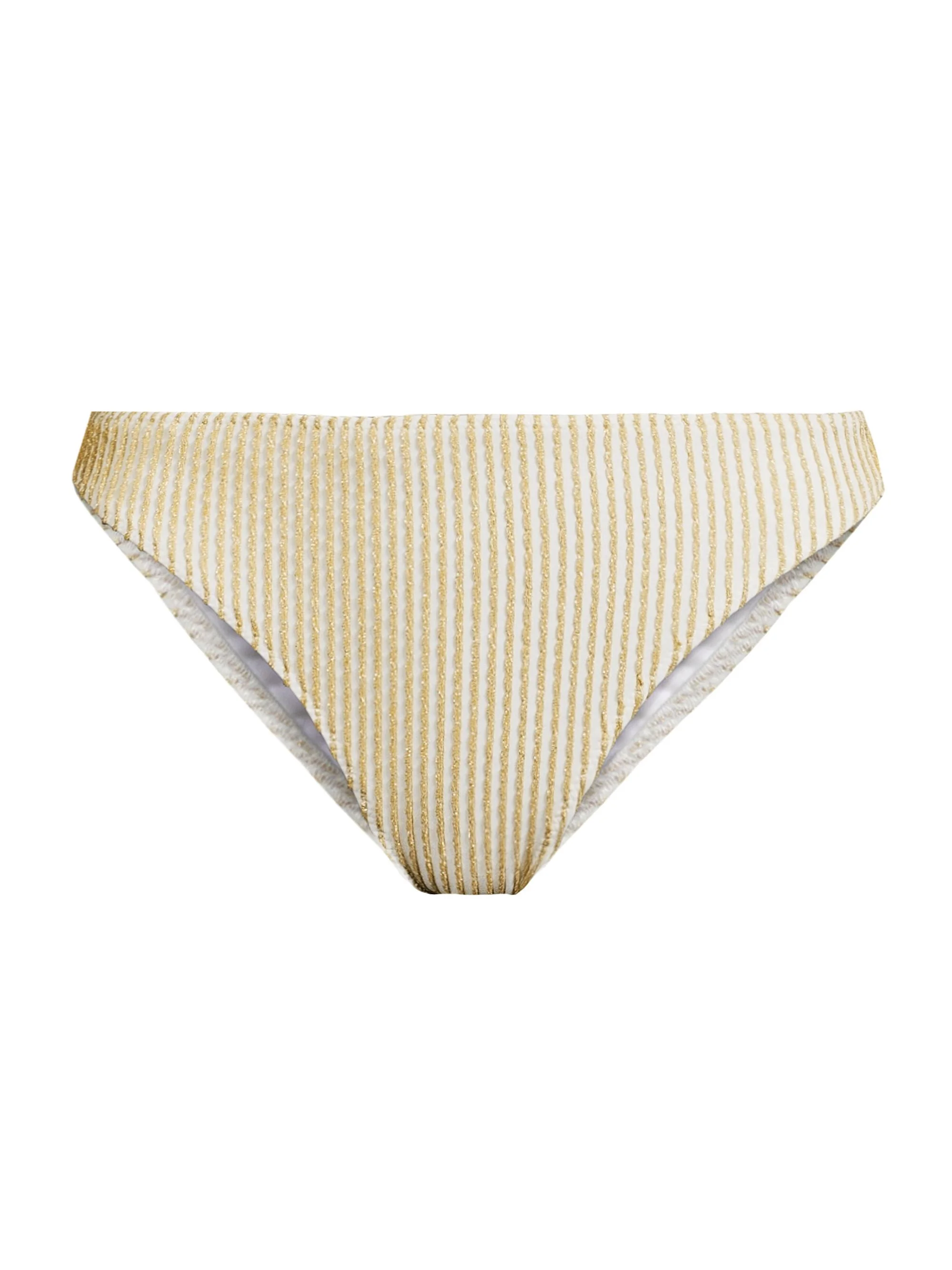 Women's Scallop Isla Metallic Striped Bikini Bottom - Gold Scallop - 1