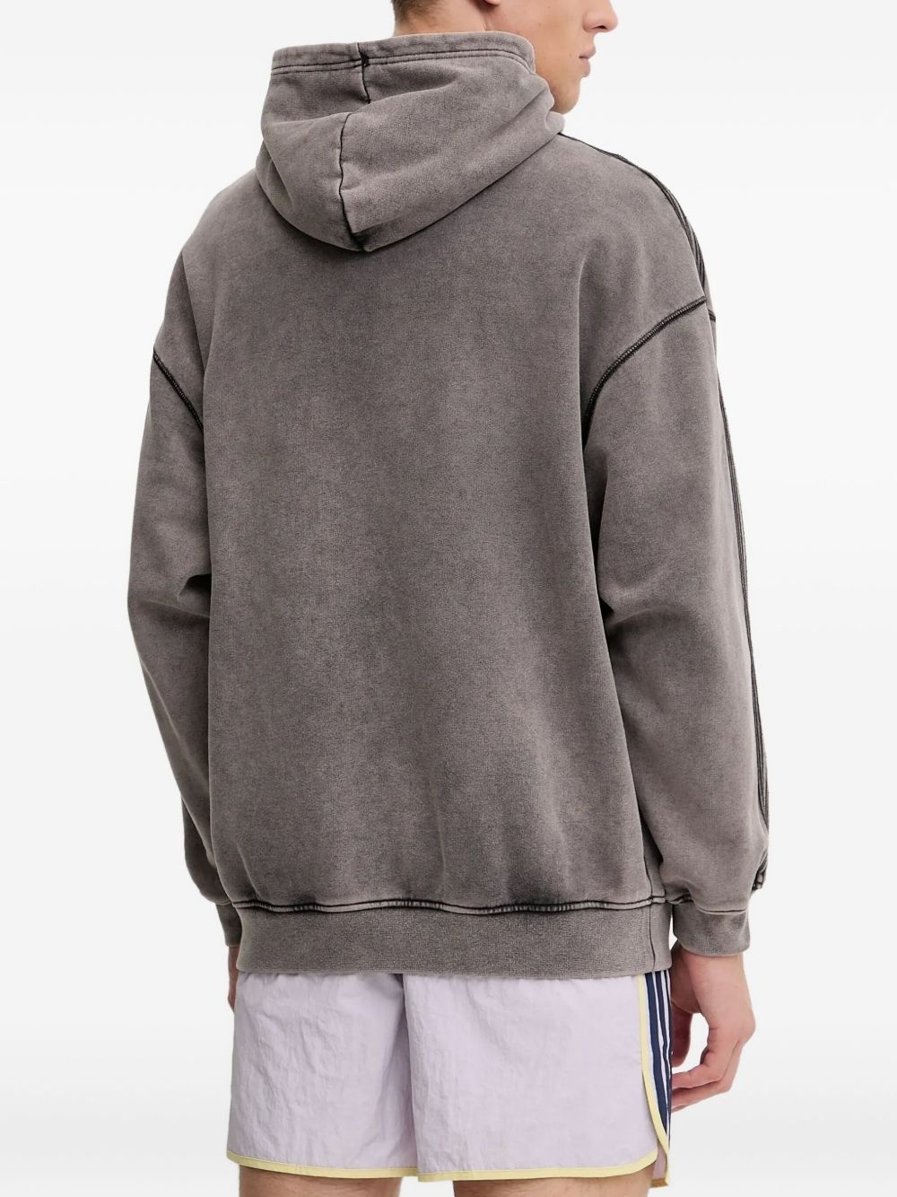 embroidered-detail stripe-sleeve hoodie - 3