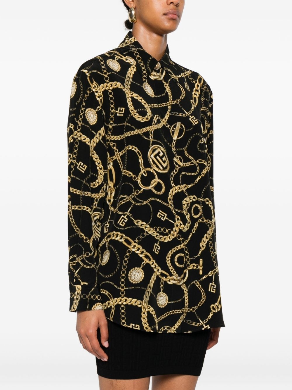 chain-print silk shirt - 3