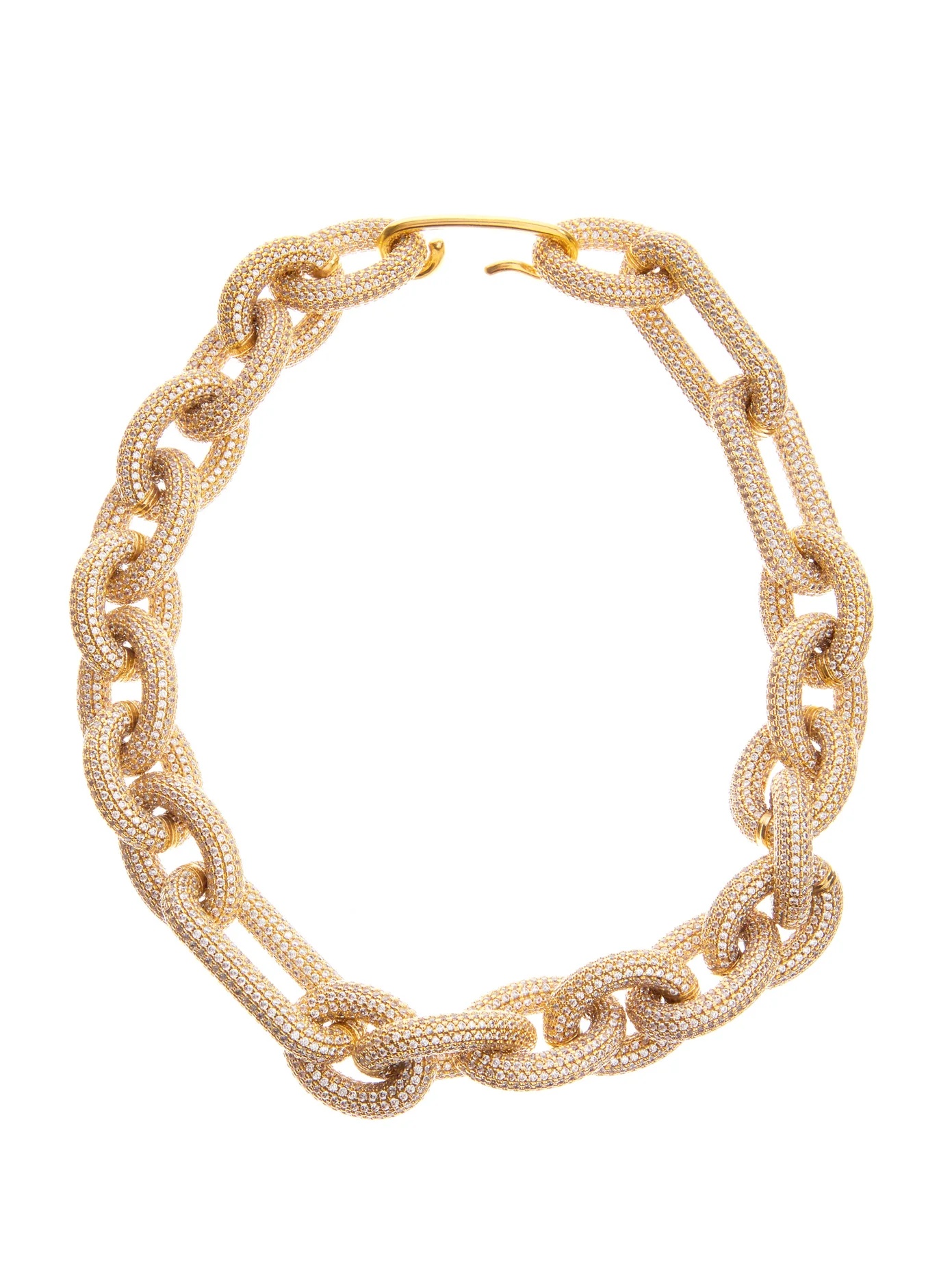 Zircon-embellished gold-dipped chain necklace - 1