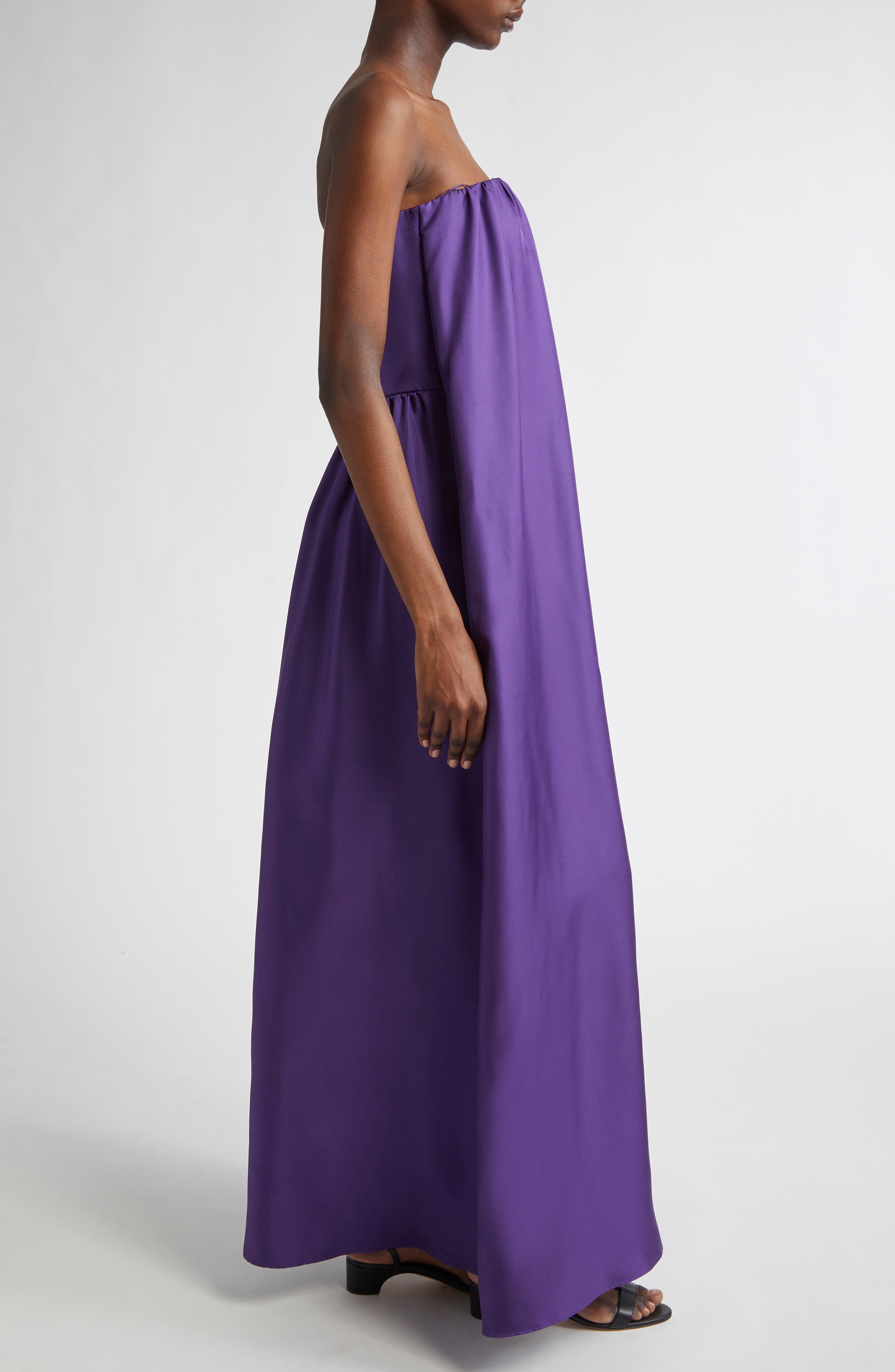 Max Mara Edda Strapless Silk Twill Dress in Purple at Nordstrom - 3