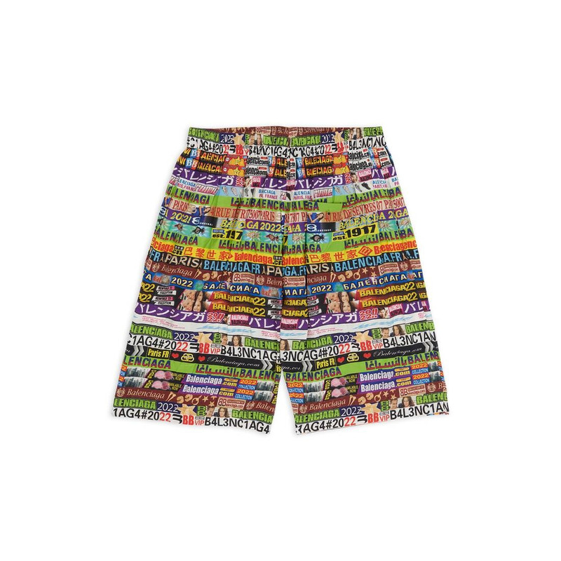Men's Ad Banners Pyjama Shorts in Multicolored 4