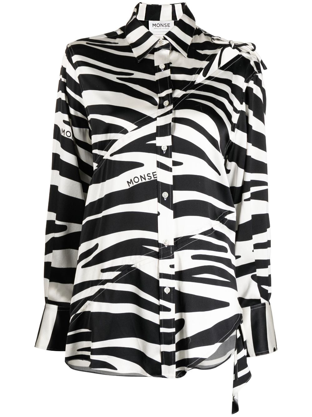 zebra-print slashed-detail silk shirt - 1