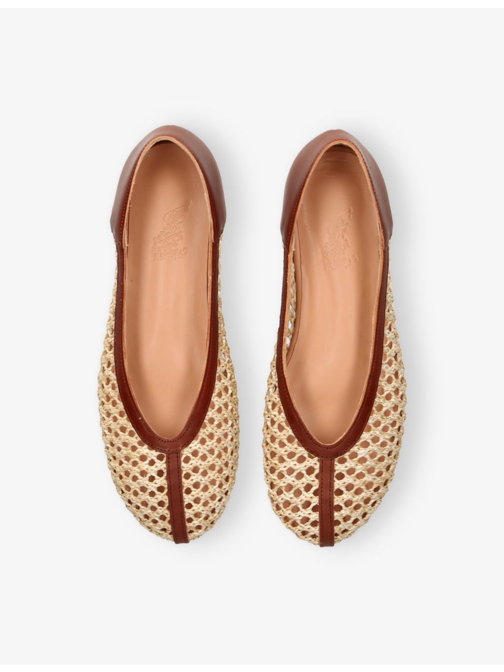 Aeropi Leather And Raffia Ballet Pumps - 2