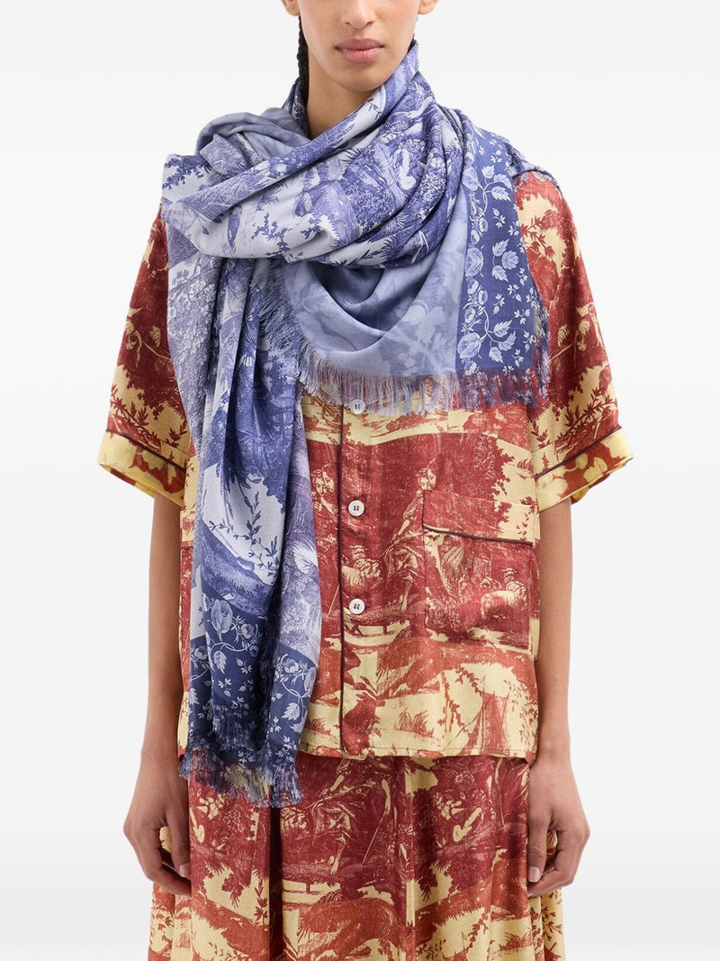 Aloeuw printed fringe silk scarf 3