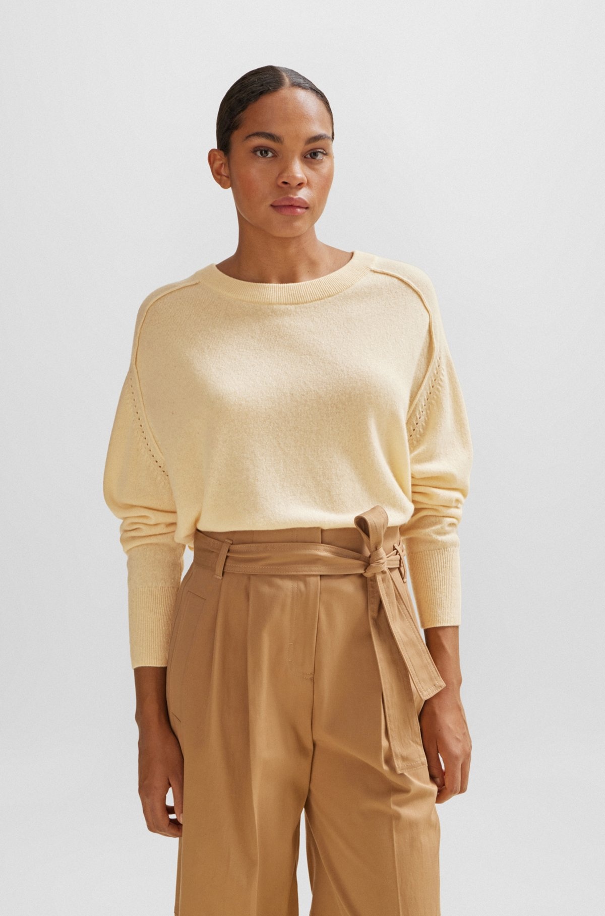 MELANGE SWEATER IN CASHMERE WITH SEAM DETAILS - 2