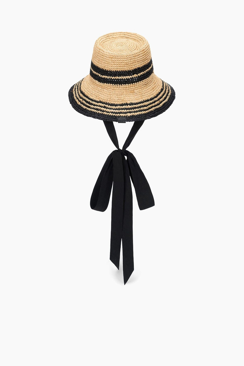 STAUD RITA RIBBON HAT NATURAL/BLACK 6