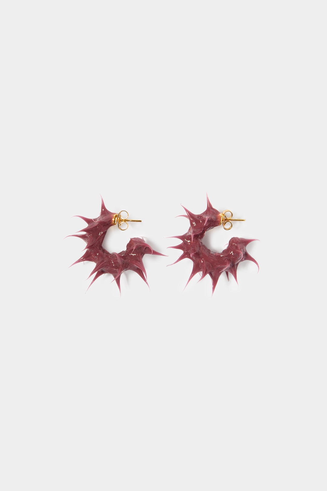 MINI RUBBERIZED TUFT EARRINGS / burgundy - 1