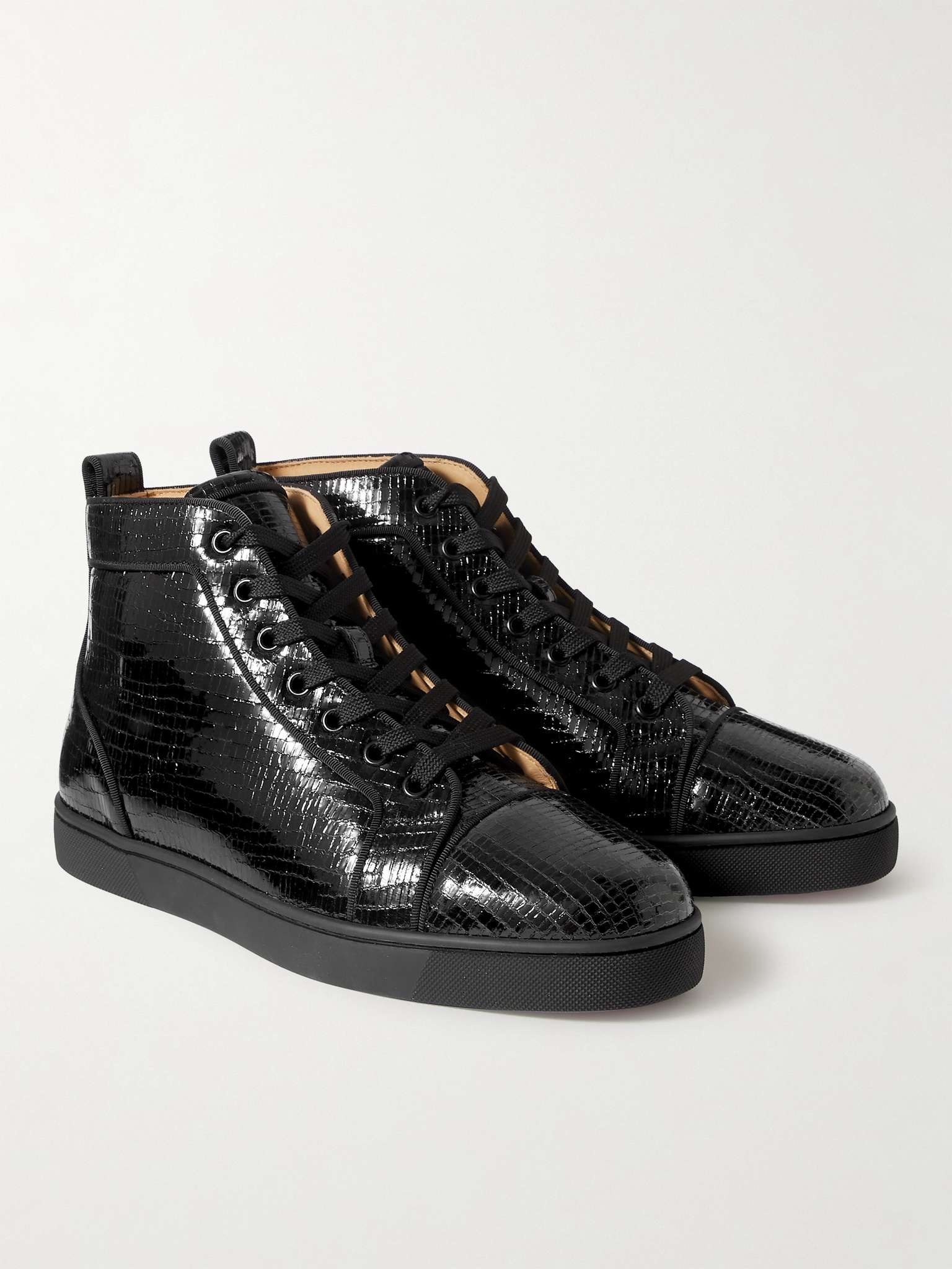 Louis Grosgrain-Trimmed Lizard-Effect Leather High-Top Sneakers - 4