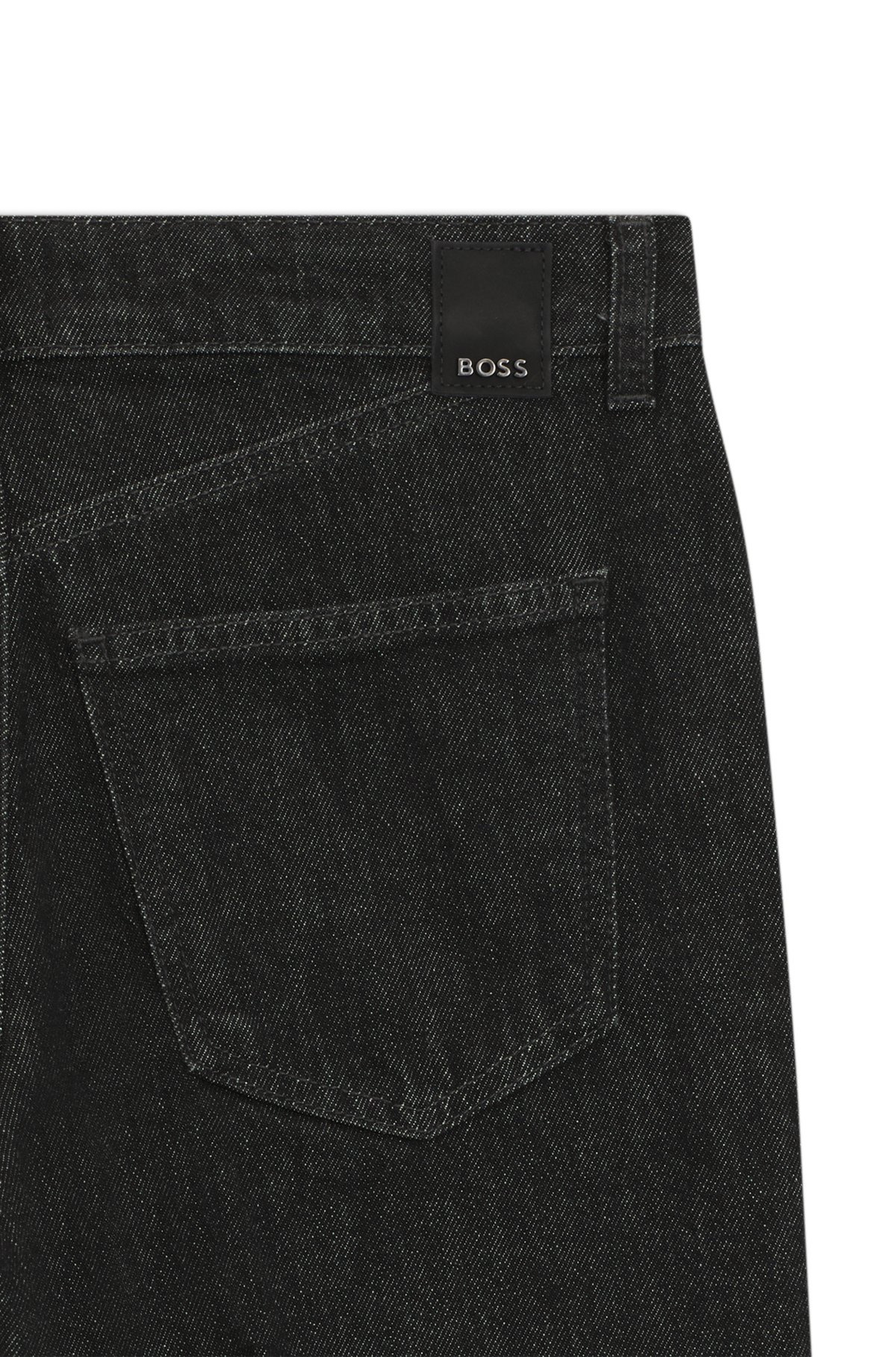 SLIM-FIT JEANS IN MARBLE-STRUCTURED BLACK STRETCH DENIM - 6