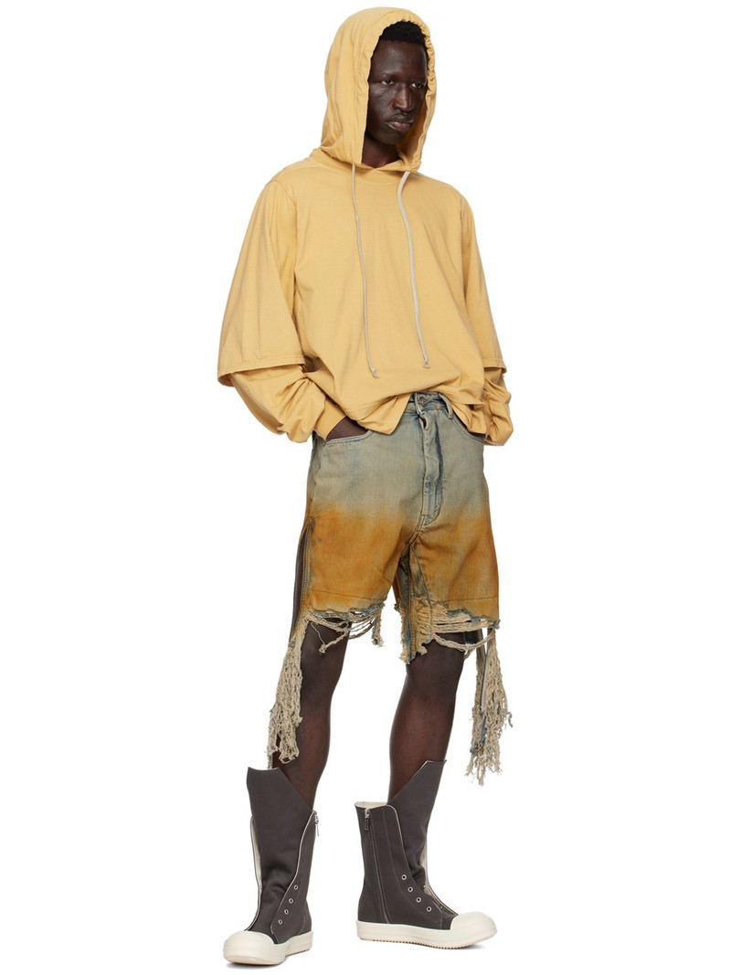 Rick Owens DRKSHDW Blue & Orange Geth Denim Shorts outlook