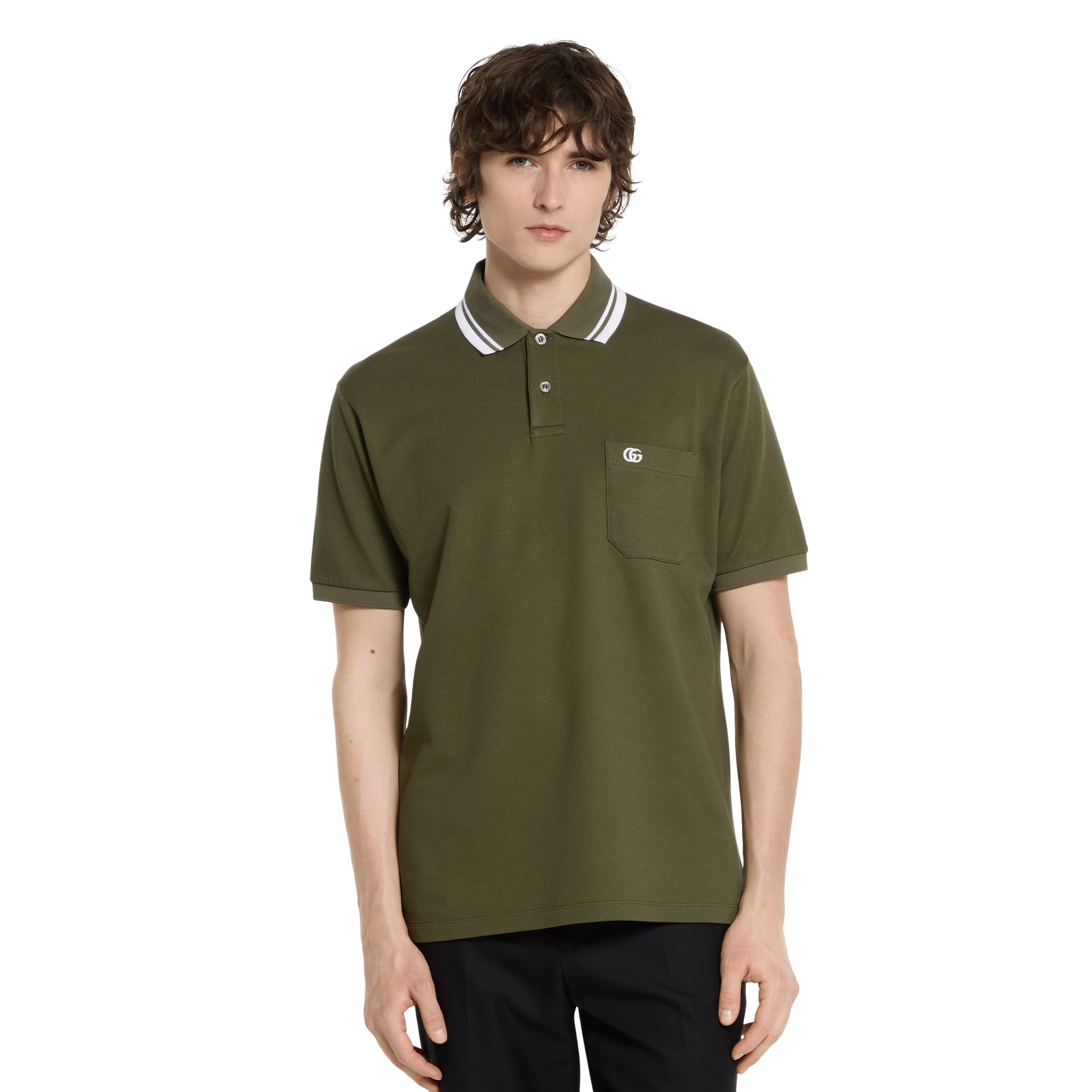 Cotton piquet polo shirt with embroidery - 3