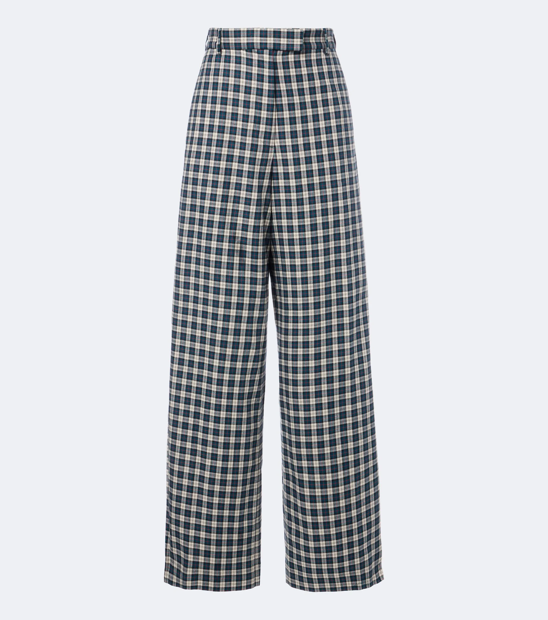 Checked cotton flannel wide-leg pants - 1