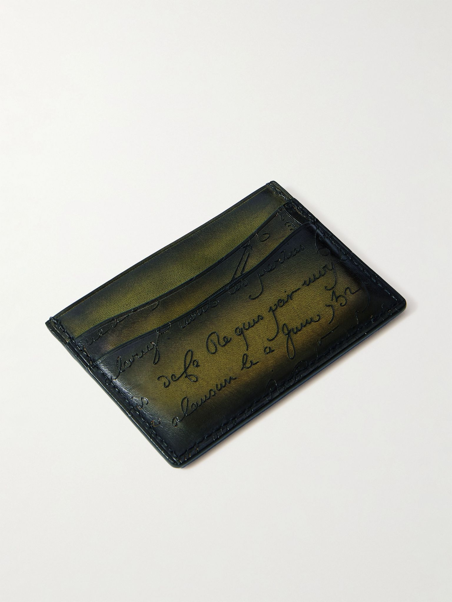 Bambou Neo Scritto Venezia Leather Card Holder Green - 2