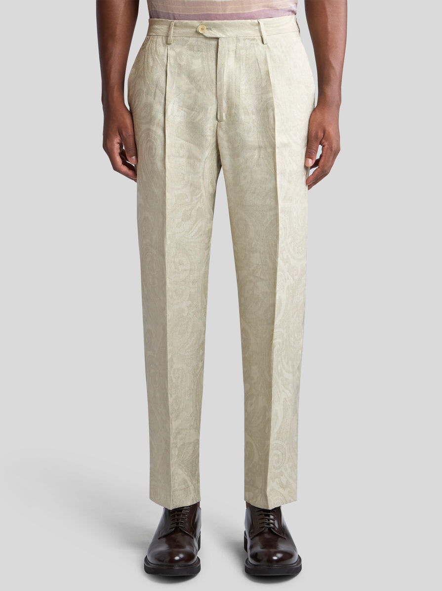 LINEN JACQUARD TROUSERS - 2