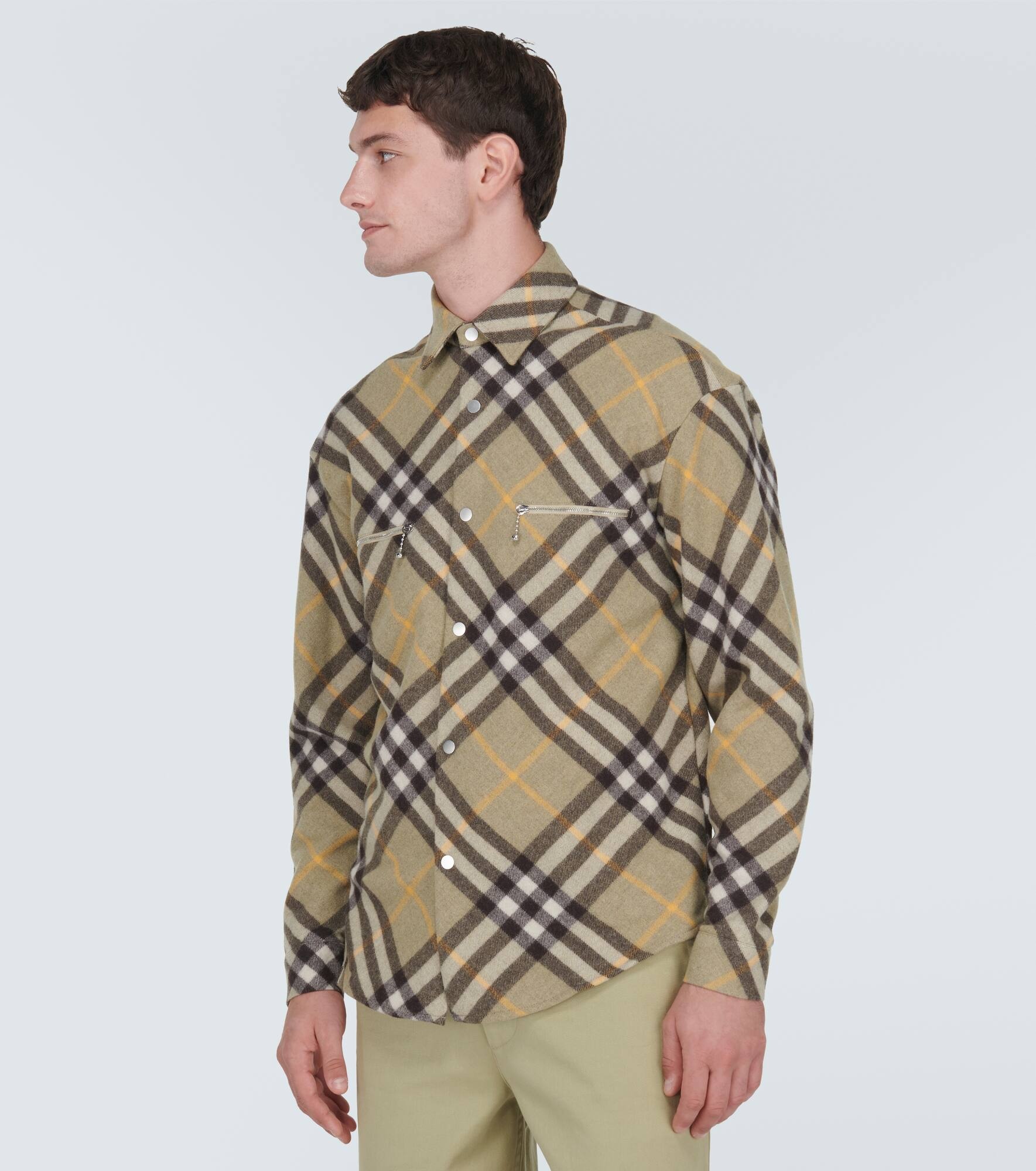 Burberry Check wool-blend shirt jacket - 3