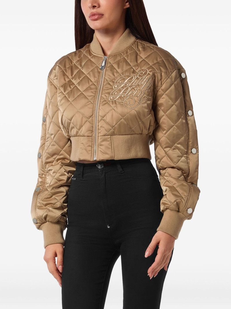 PHILIPP PLEIN quilted logo-embroidered jacket outlook