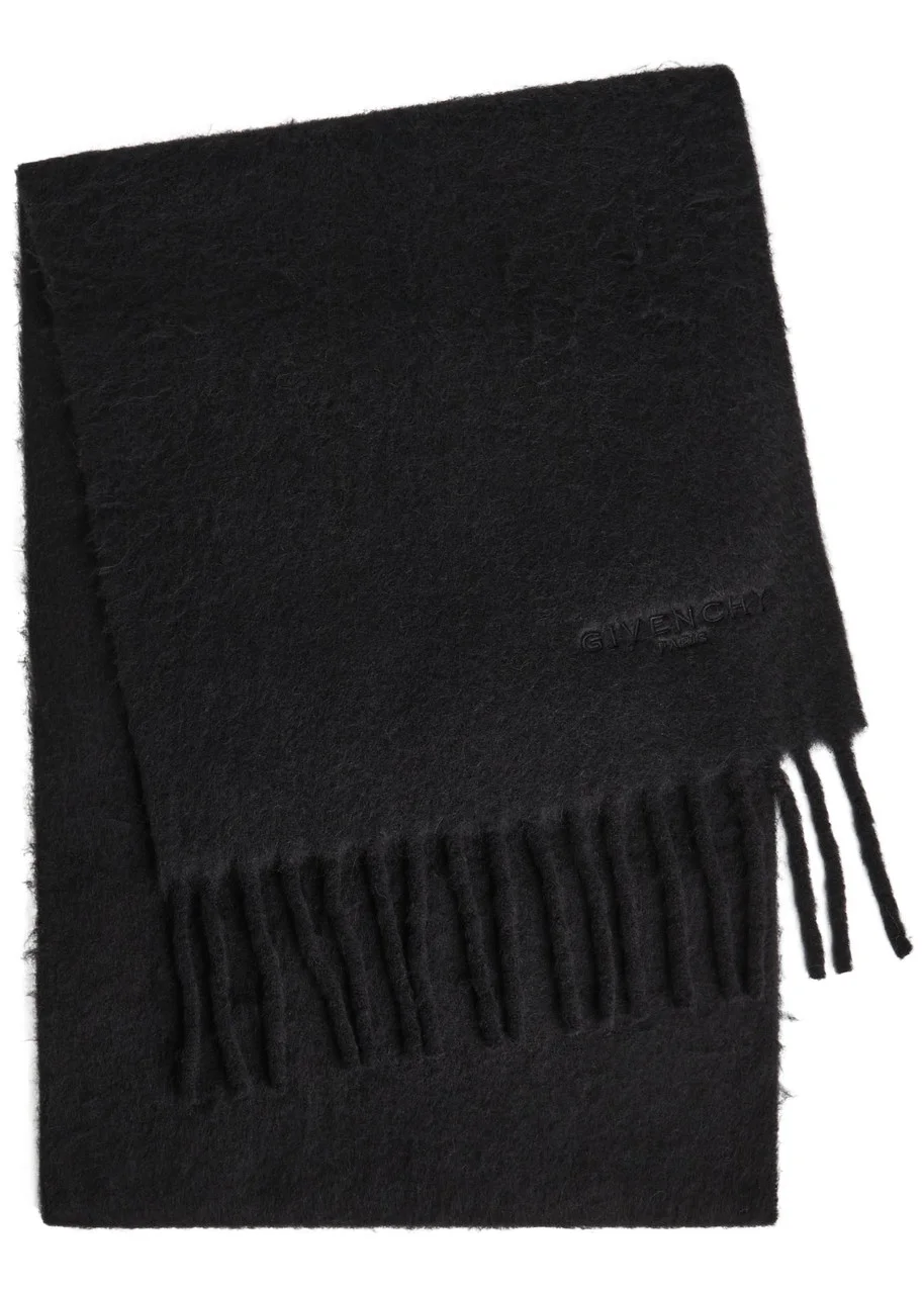 Givenchy Logo-embroidered Fringed Alpaca-blend Scarf - 1