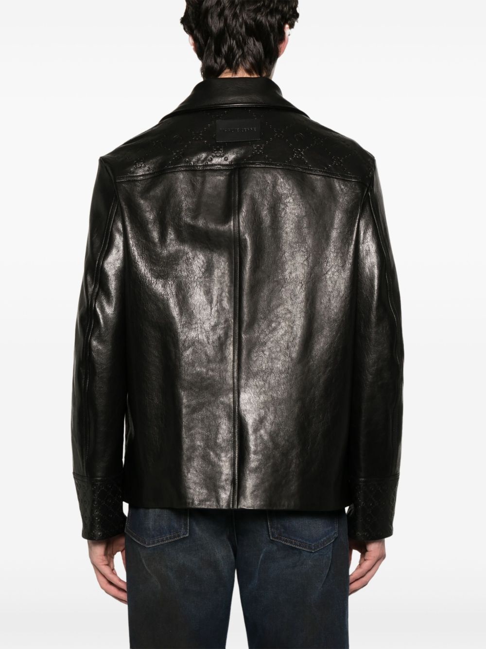 Moongram-embossed leather jacket - 4