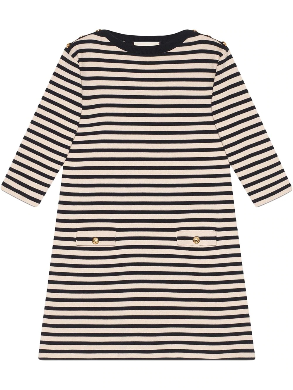 Striped wool dress with patch - 1