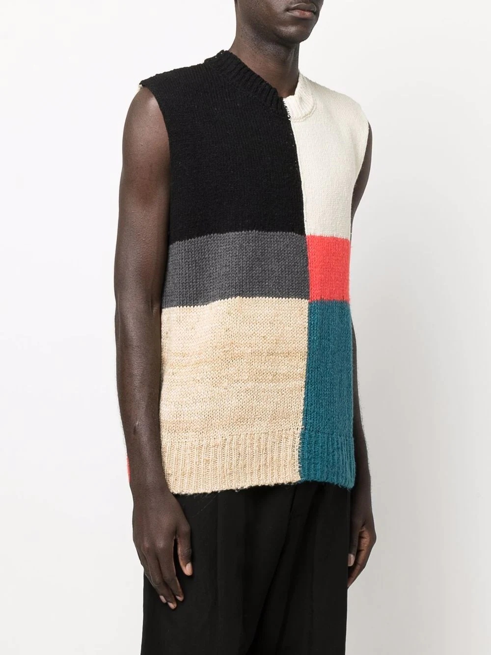 colour-block knitted vest - 3