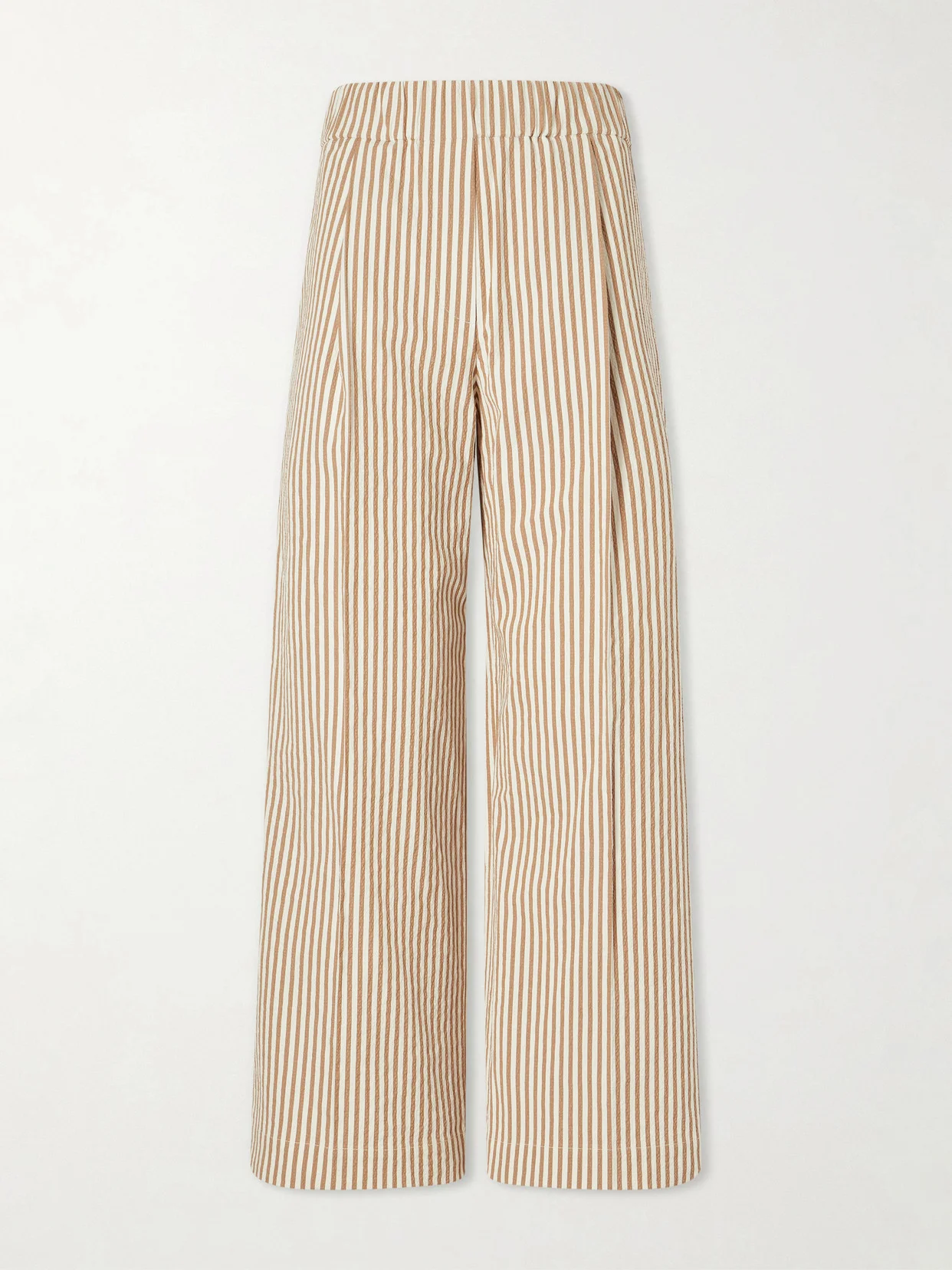 Cropped Pleated Striped Cotton-blend Wide-leg Pants - 1