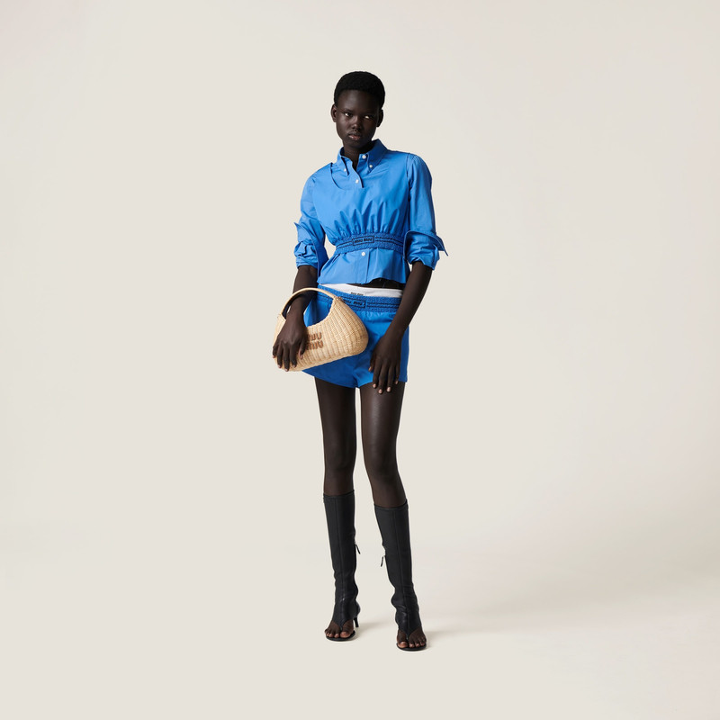 Miu Miu Embroidered poplin top outlook