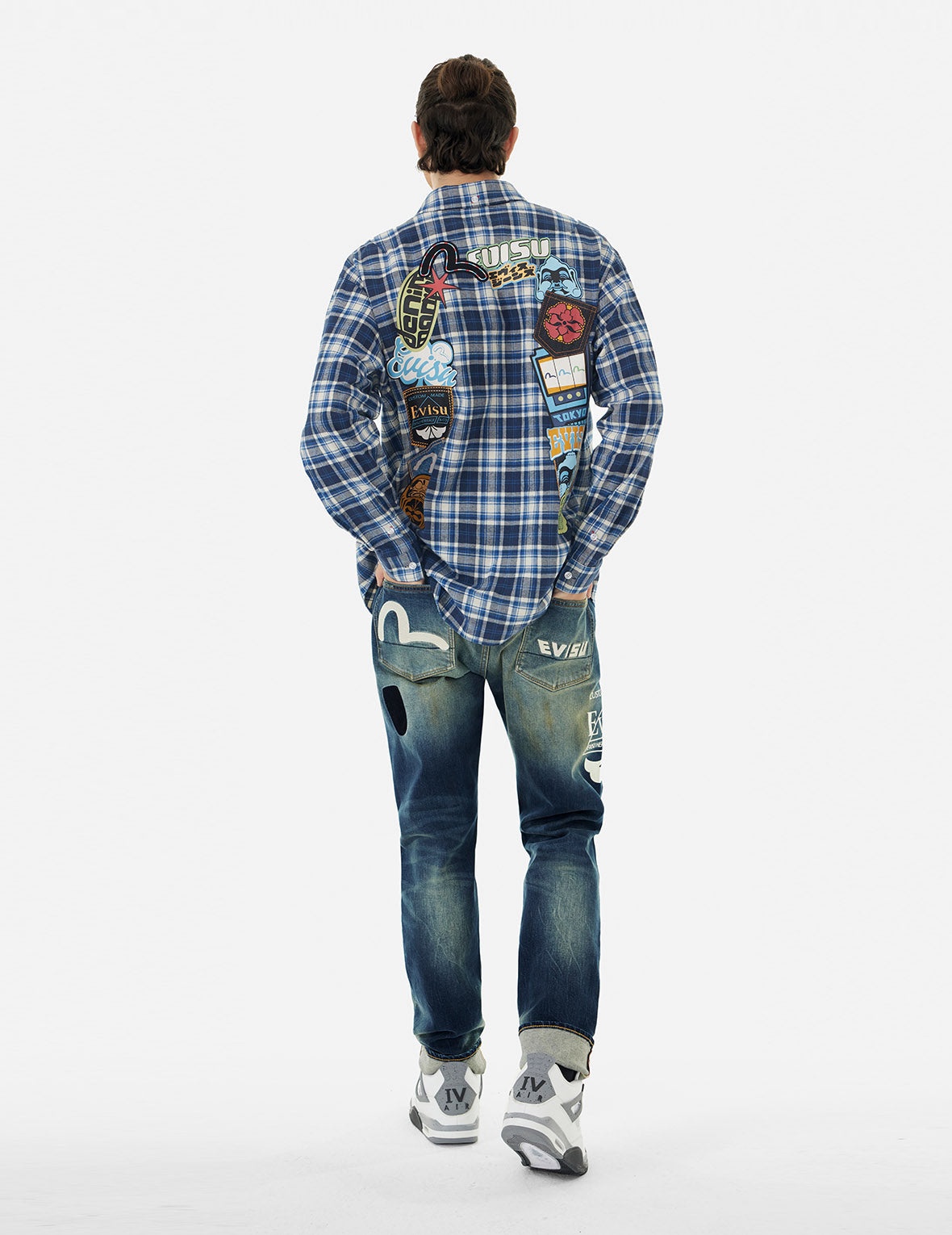 Logo Print and Seagull Embroidery Carrot Fit Jeans #2017 - 5
