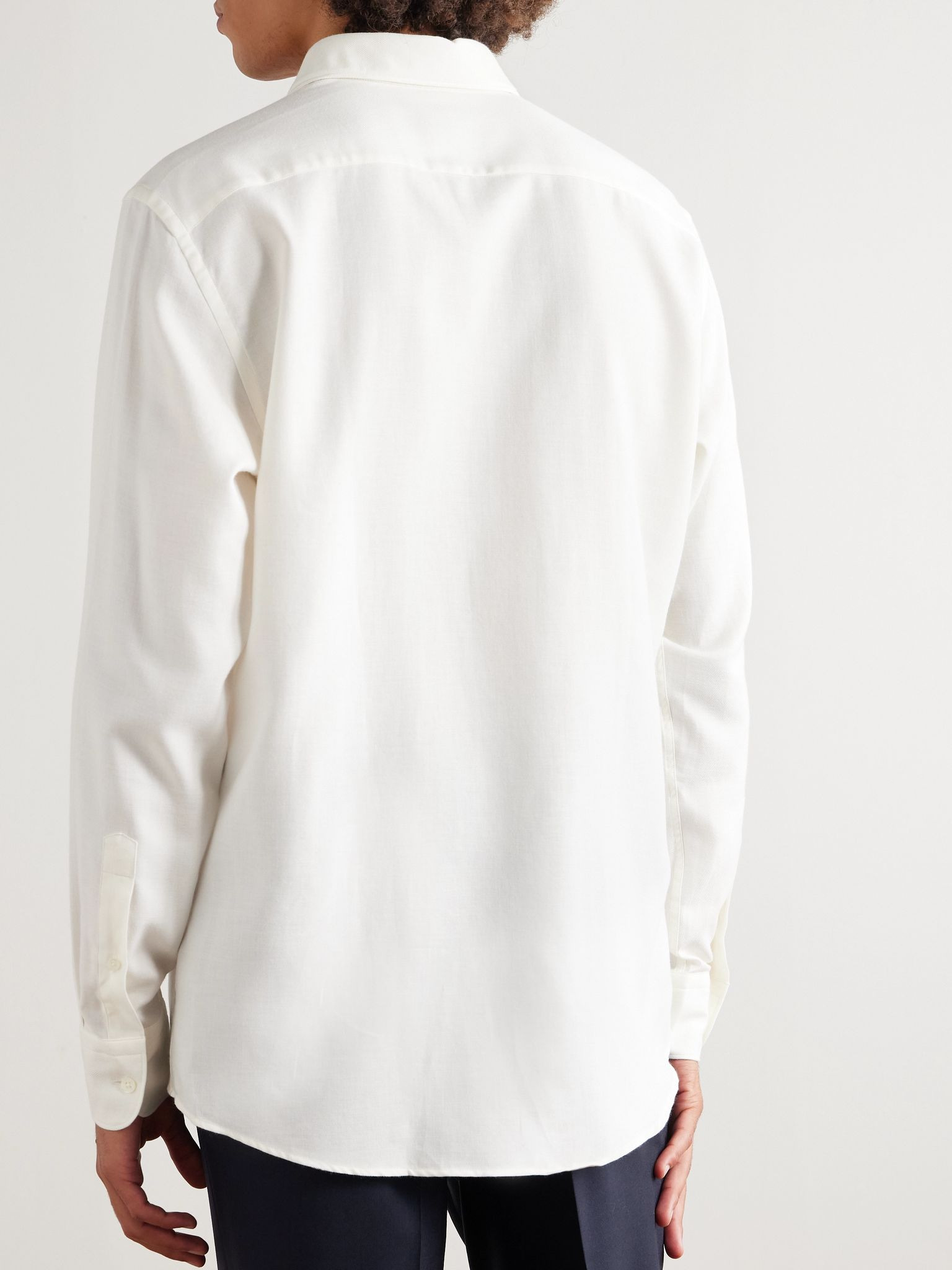 Cotton and Cashmere-Blend Twill Shirt White - 4