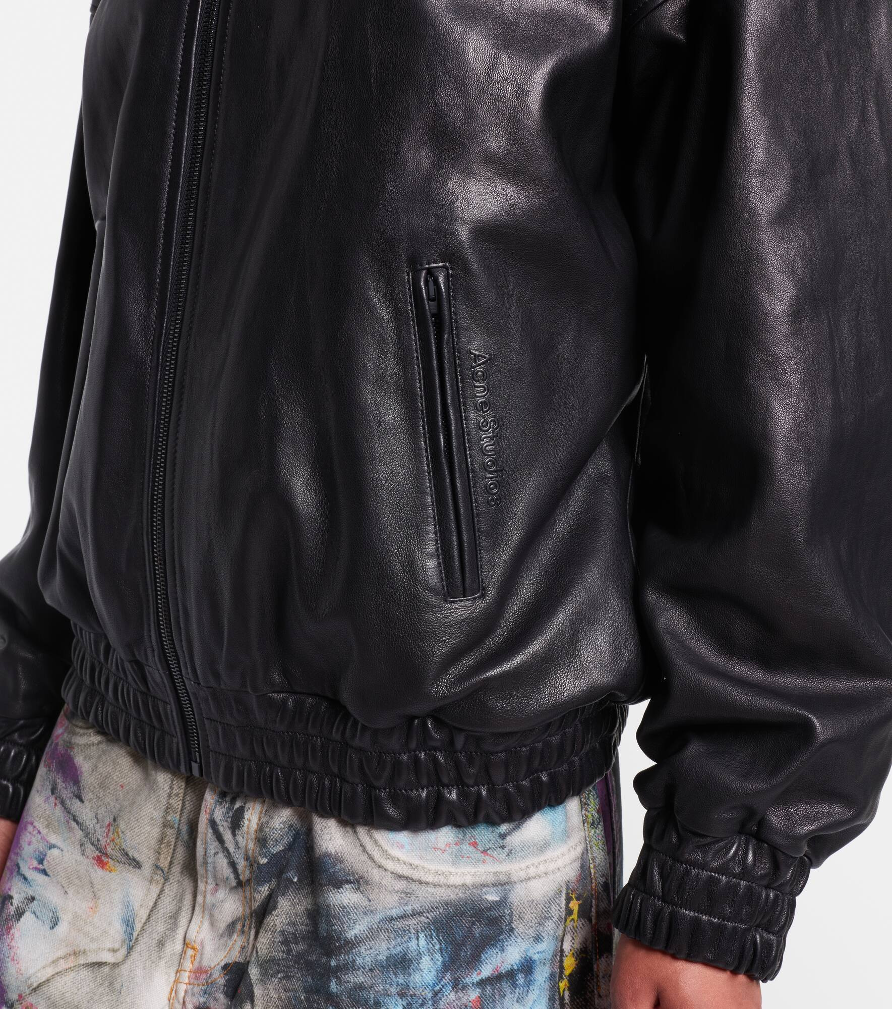 Logo leather jacket - 5