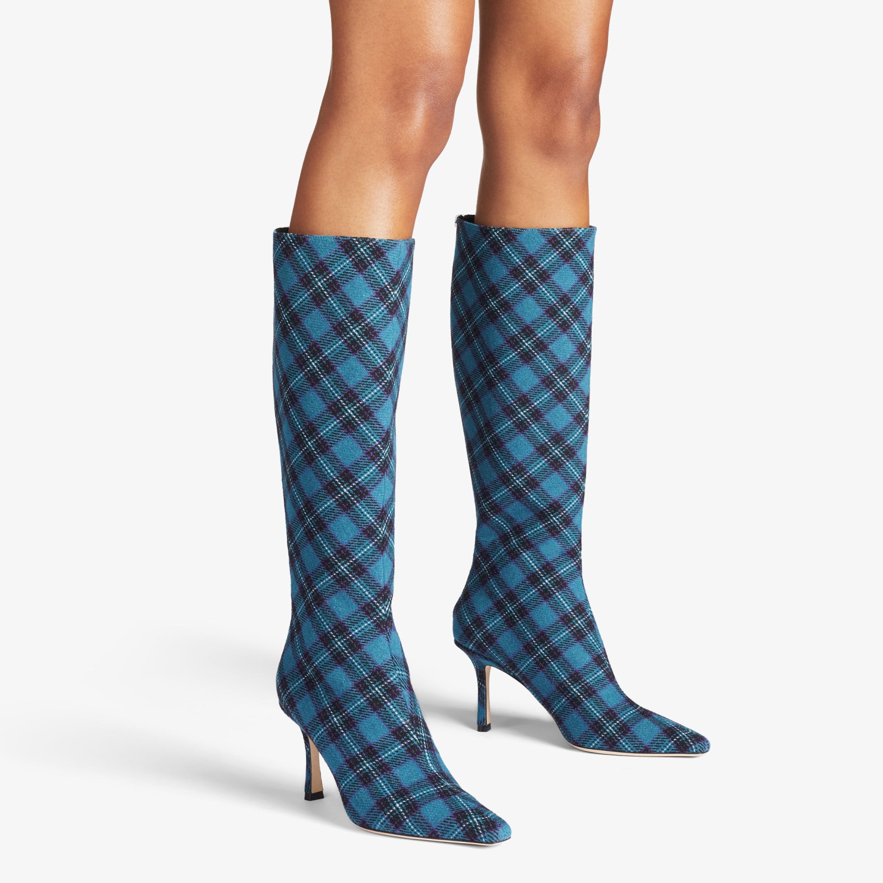 Agathe Knee Boot 85
Peacock Tartan Fabric Knee-High Boots - 2