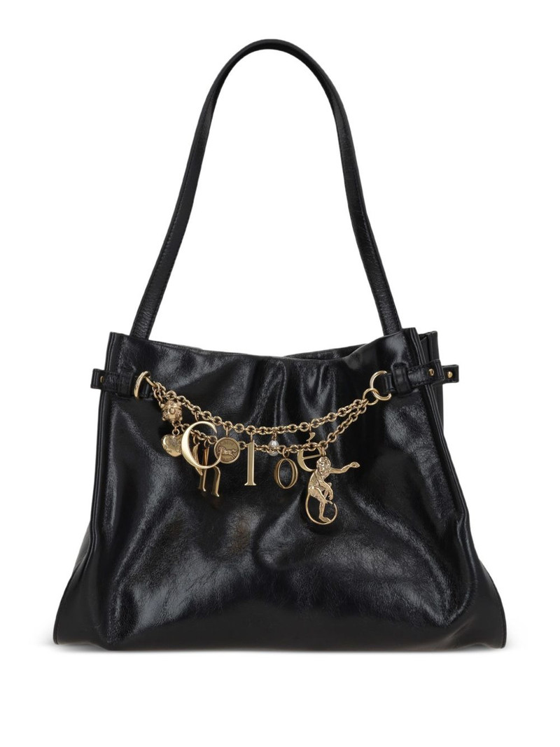 Charms embellished leather tote bag 1