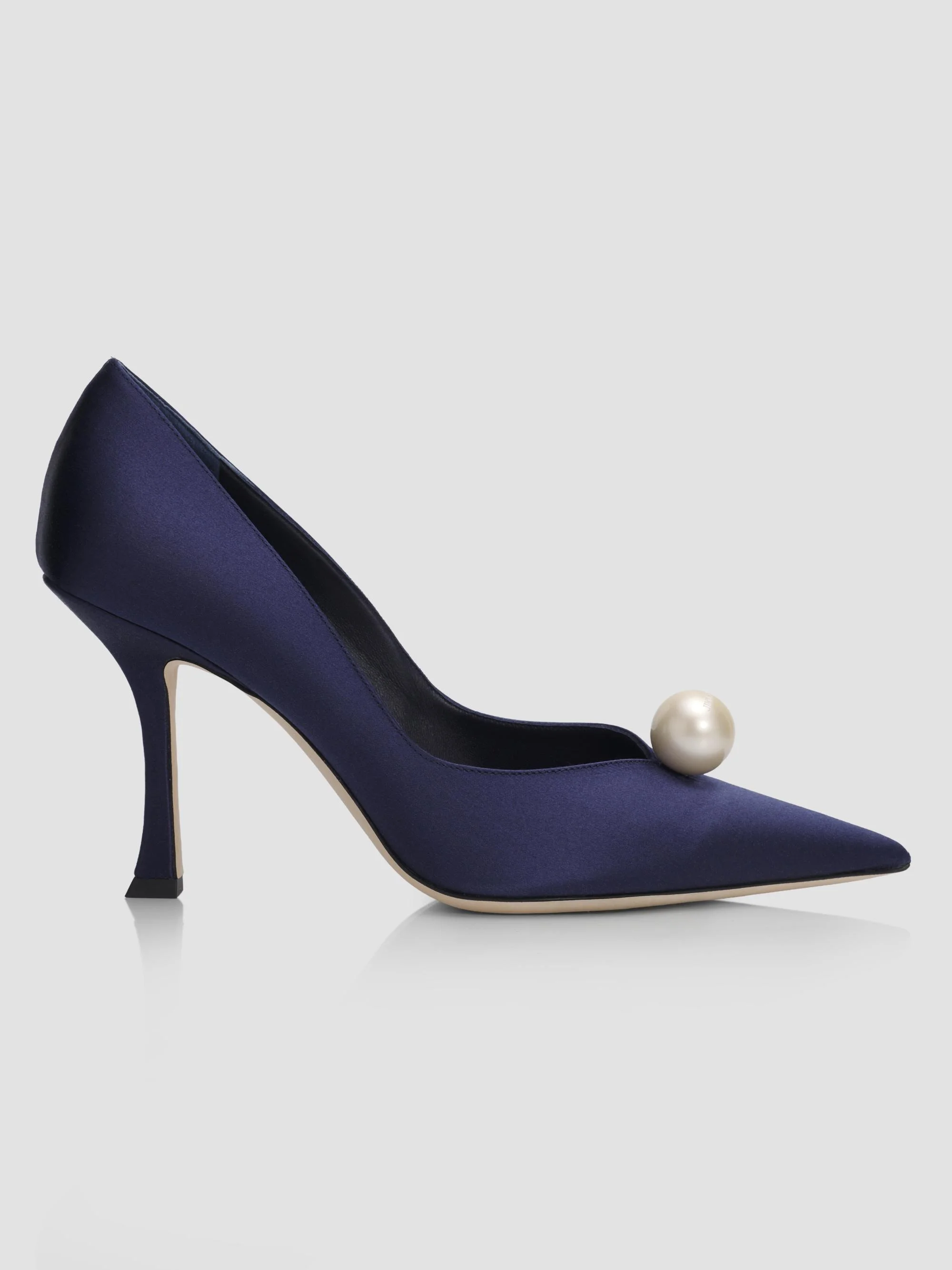 Women's Ziri 90MM Imitation-Pearl Satin Pumps - Marine - 1
