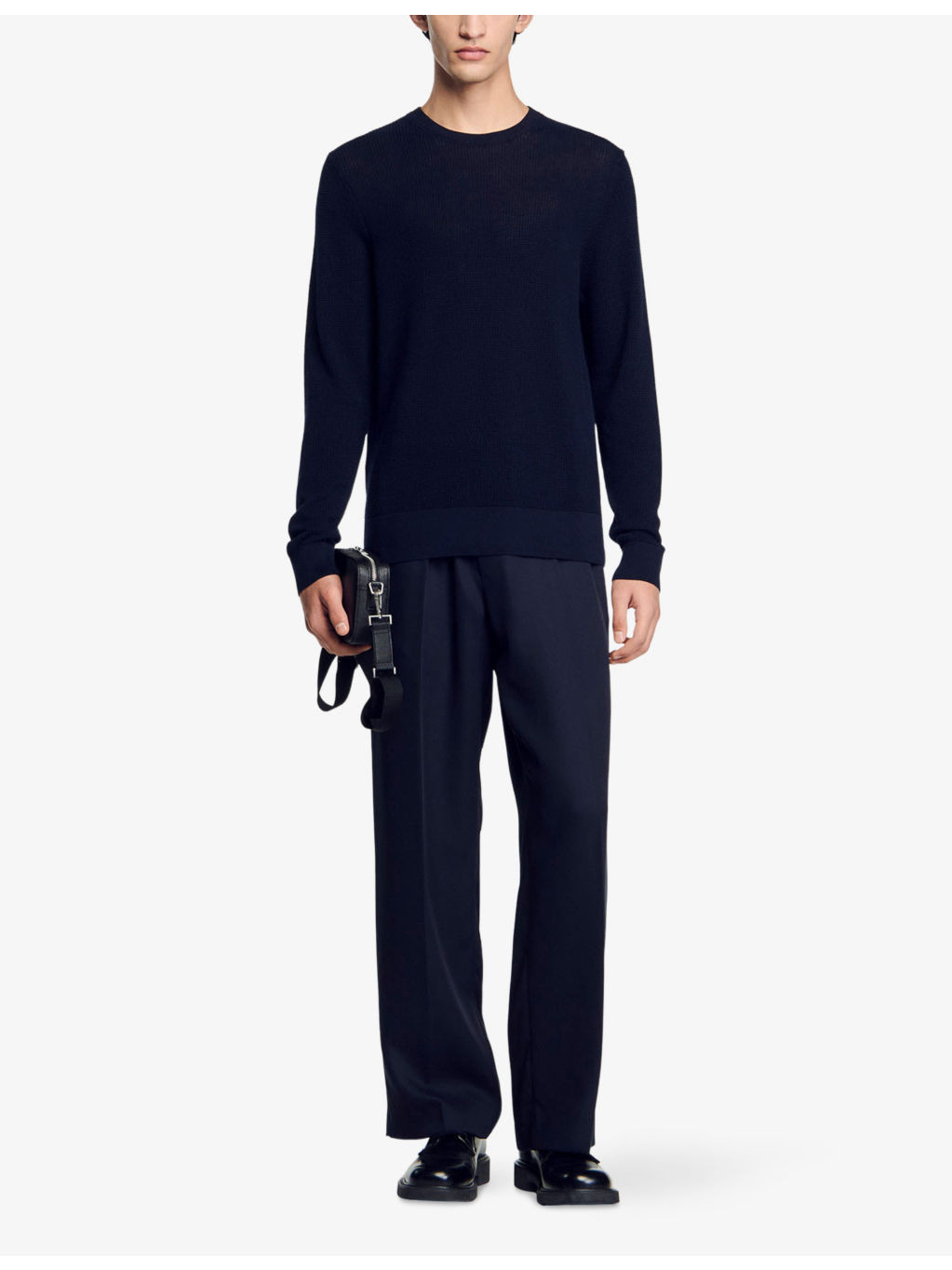 Textured Crewneck Cotton Knitted Jumper - 2