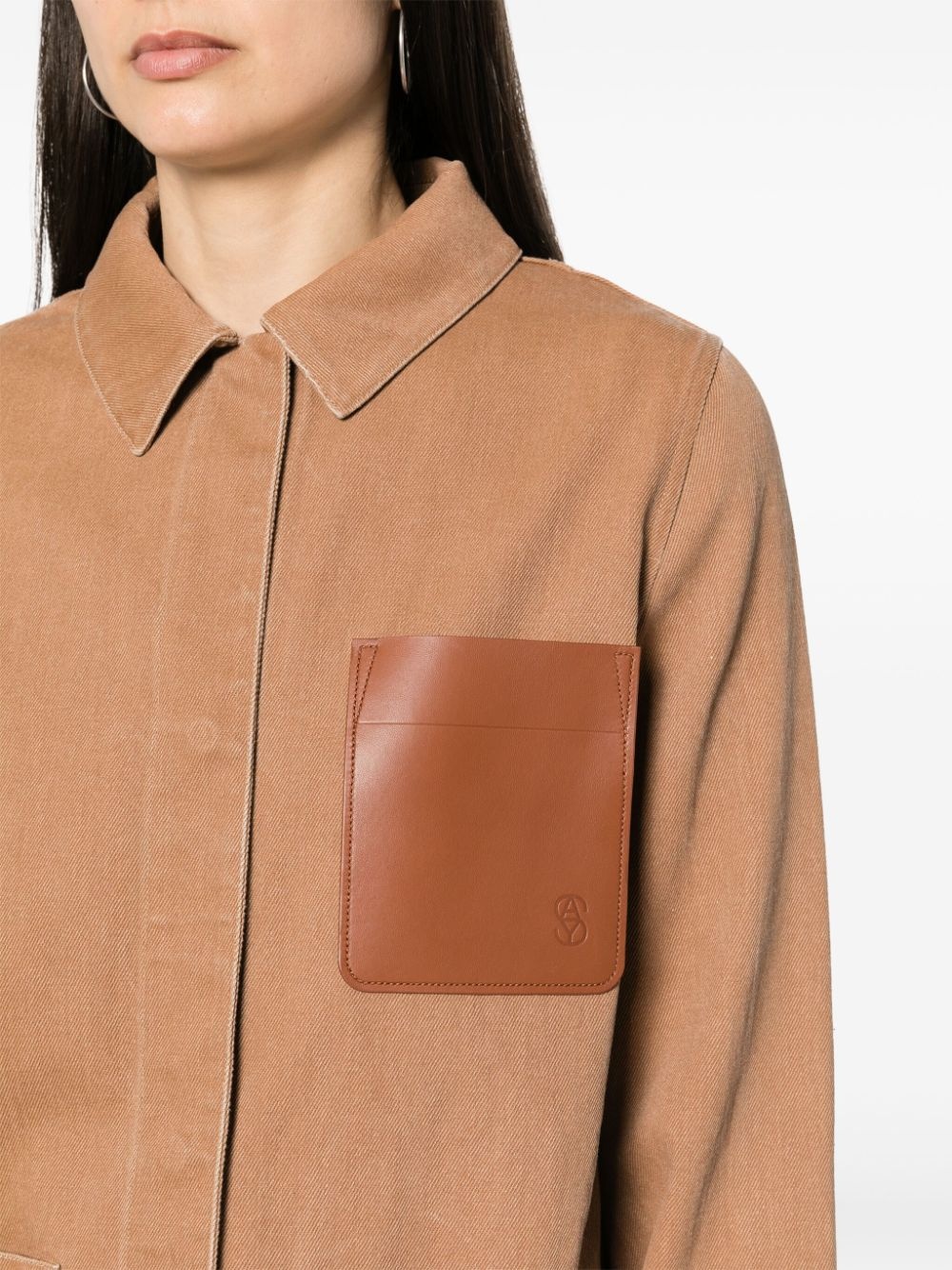 leather-pocket denim jacket - 5