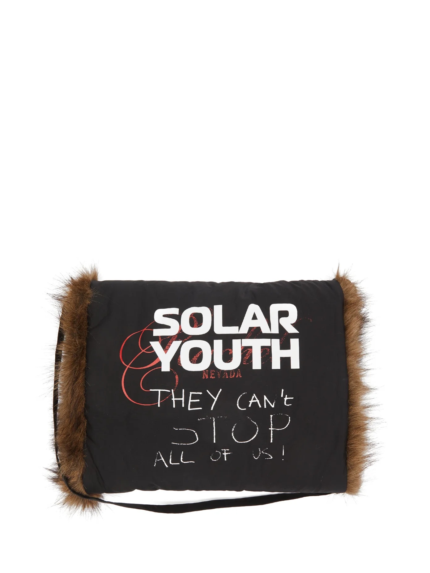 Solar Youth-print cotton and faux-fur muff - 1