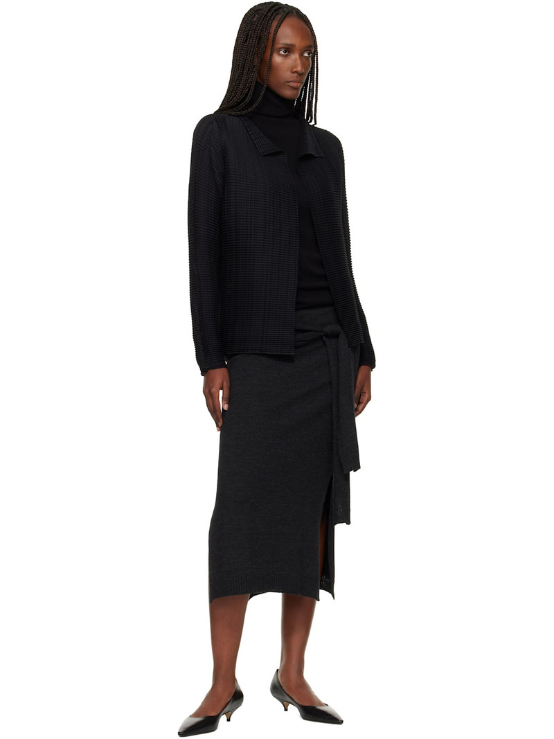 ISSEY MIYAKE Black Wooly Pleats Cardigan outlook