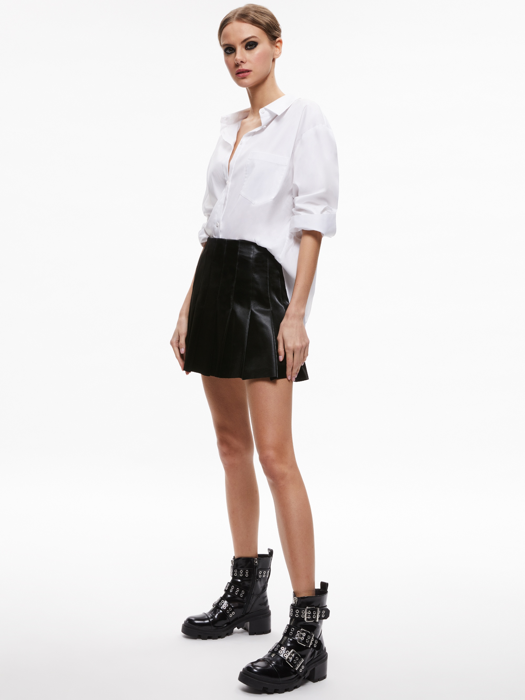 CARTER VEGAN LEATHER PLEATED MINI SKIRT - 6