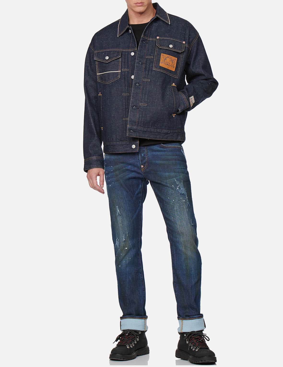 BRUSHSTROKE DAICOCK DISCHARGED DENIM JACKET - 6