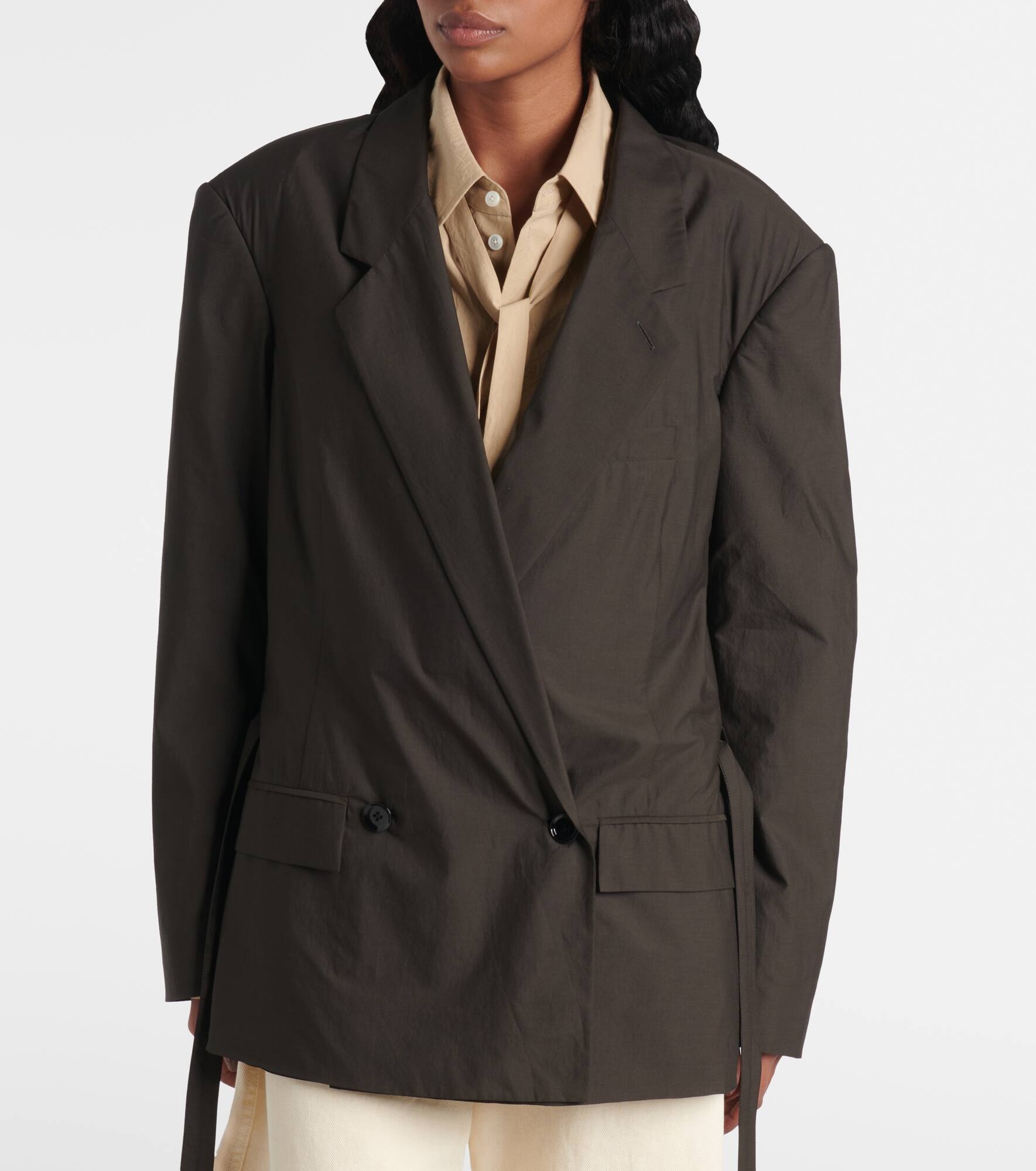 Belted cotton and silk blazer - 6