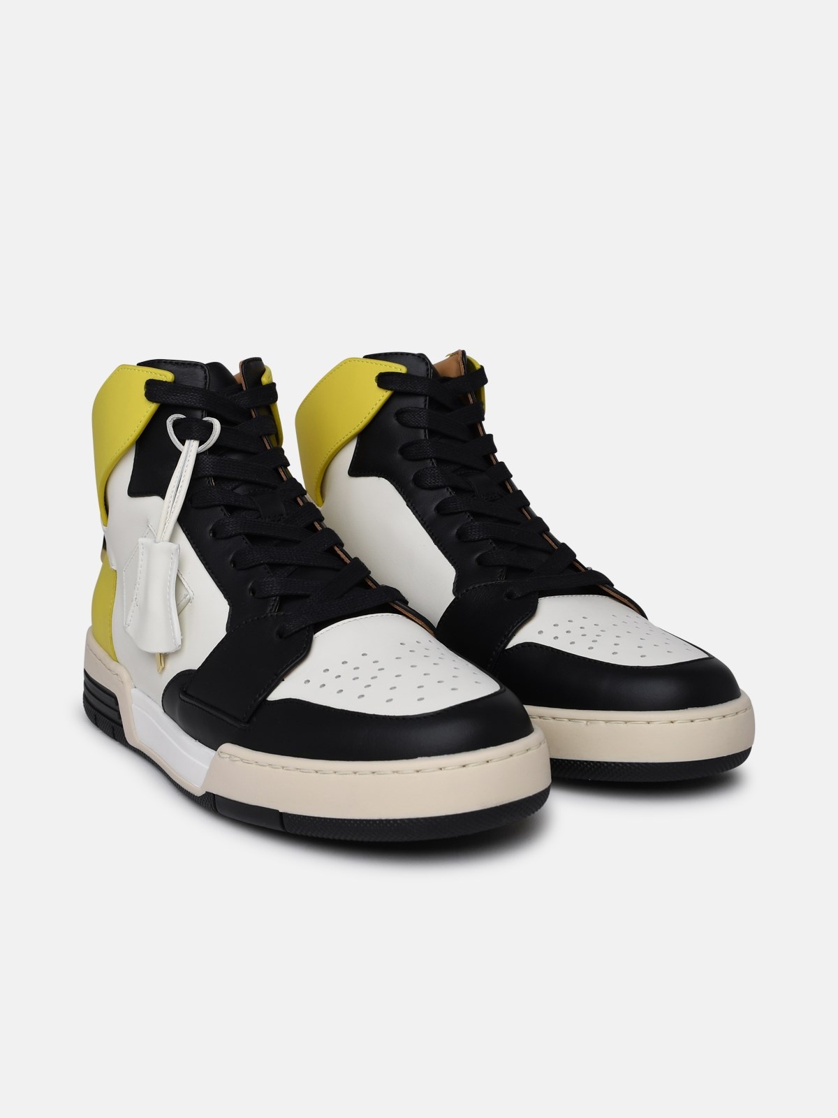 'AIR JON' WHITE AND YELLOW LEATHER SNEAKERS - 2
