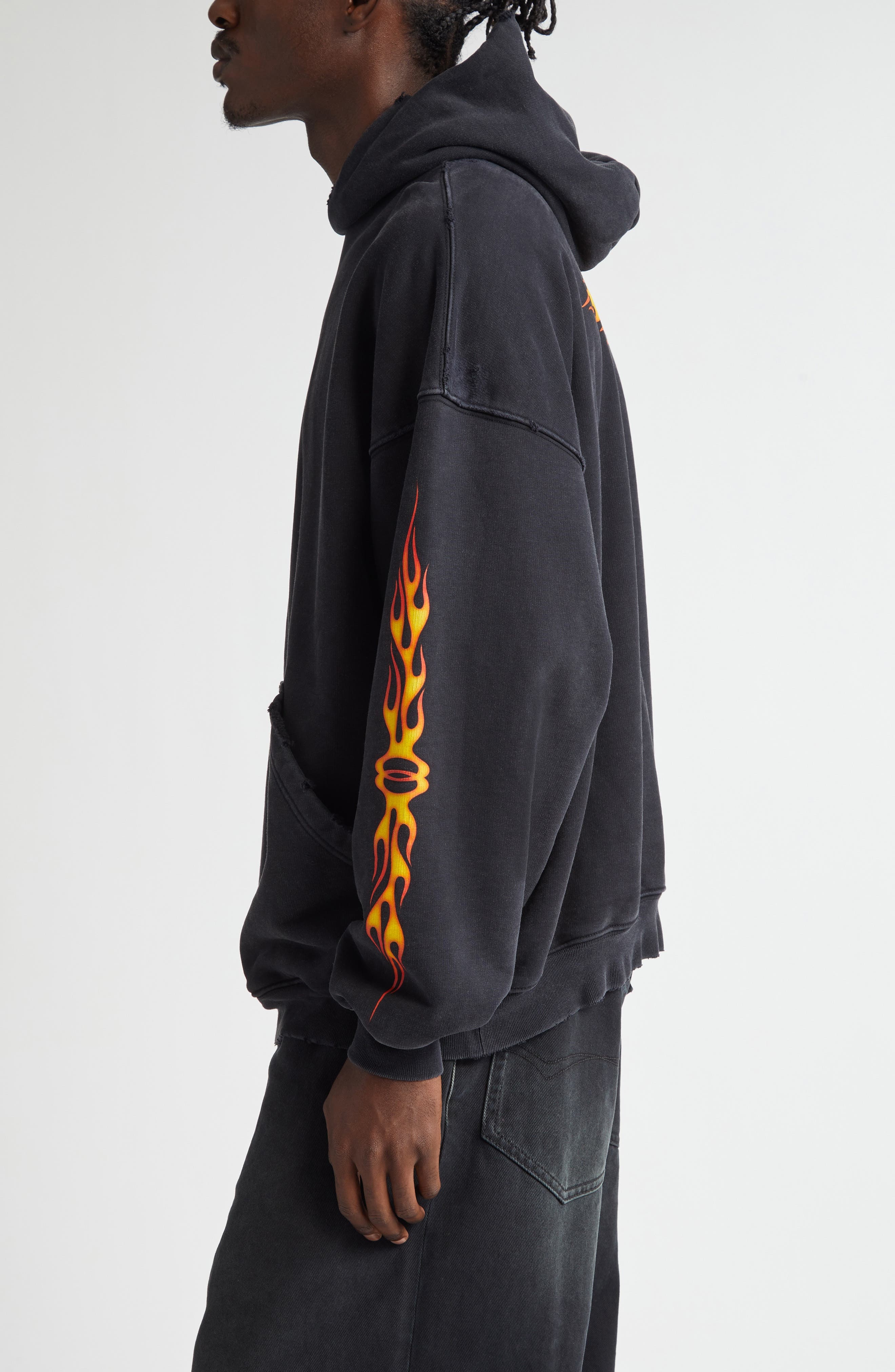 Oversize Burning Unity Cotton Hoodie - 4