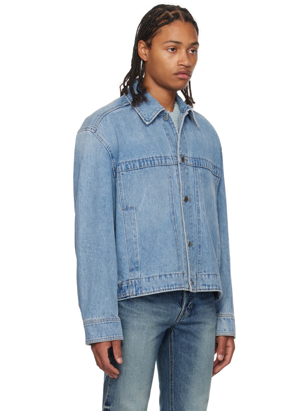 Blue Paneled Denim Jacket - 2