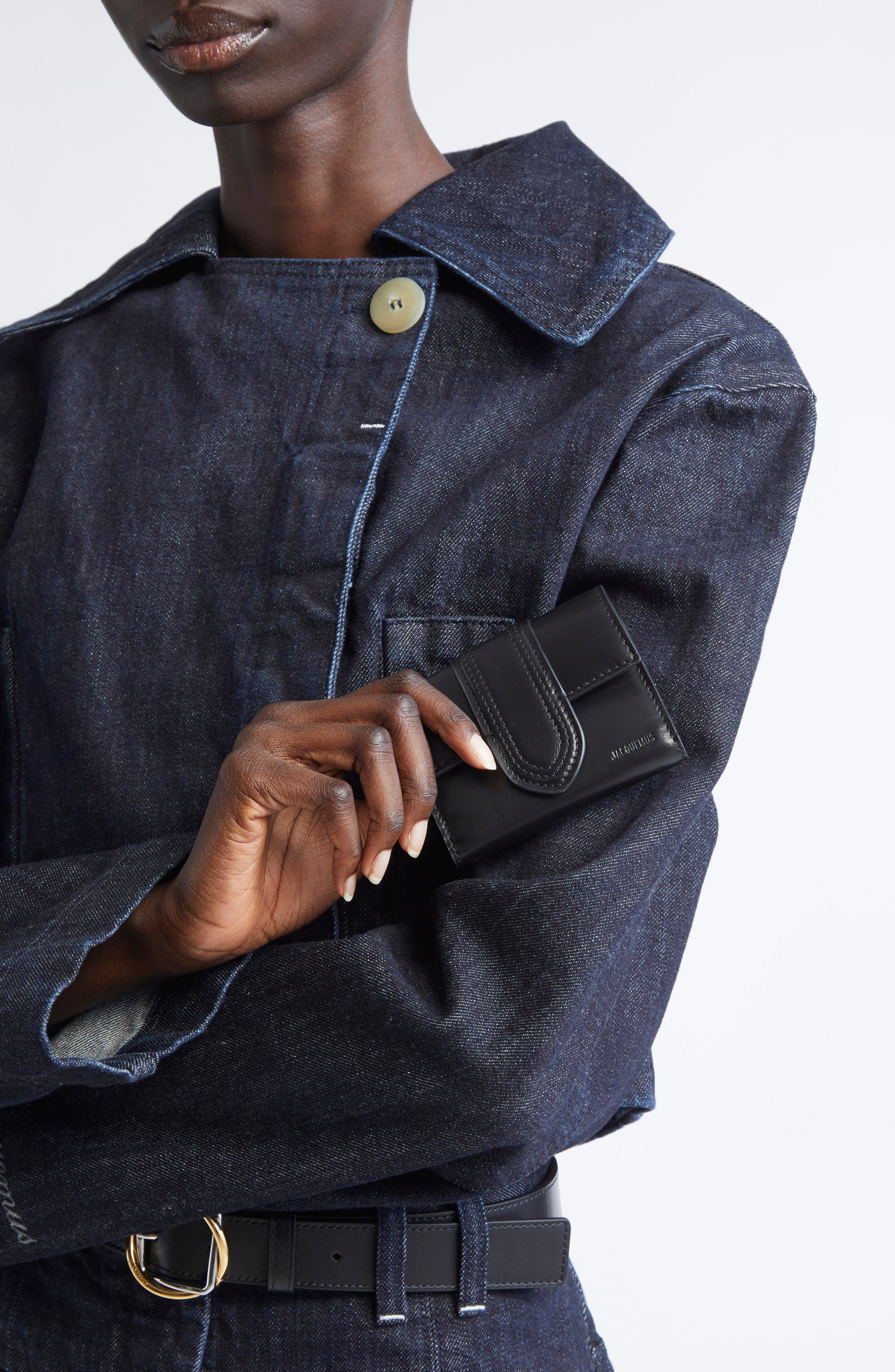 Jacquemus The Bambino Leather Wallet in Black 990 at Nordstrom - 3