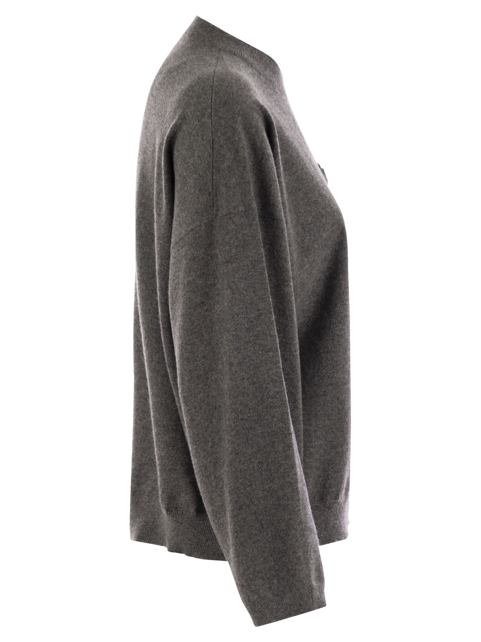Brunello Cucinelli Women Cashmere Sweater With Breast Pocket And Necklace - 3