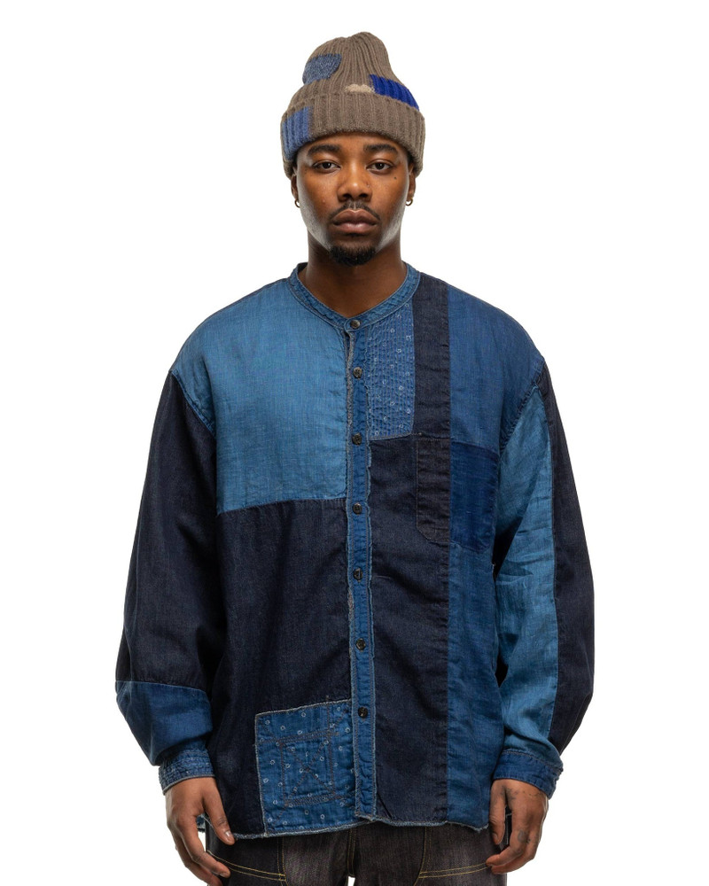 Cotton/Linen IDG Patchwork Band Collar KATMANDU Shirt IDG 4