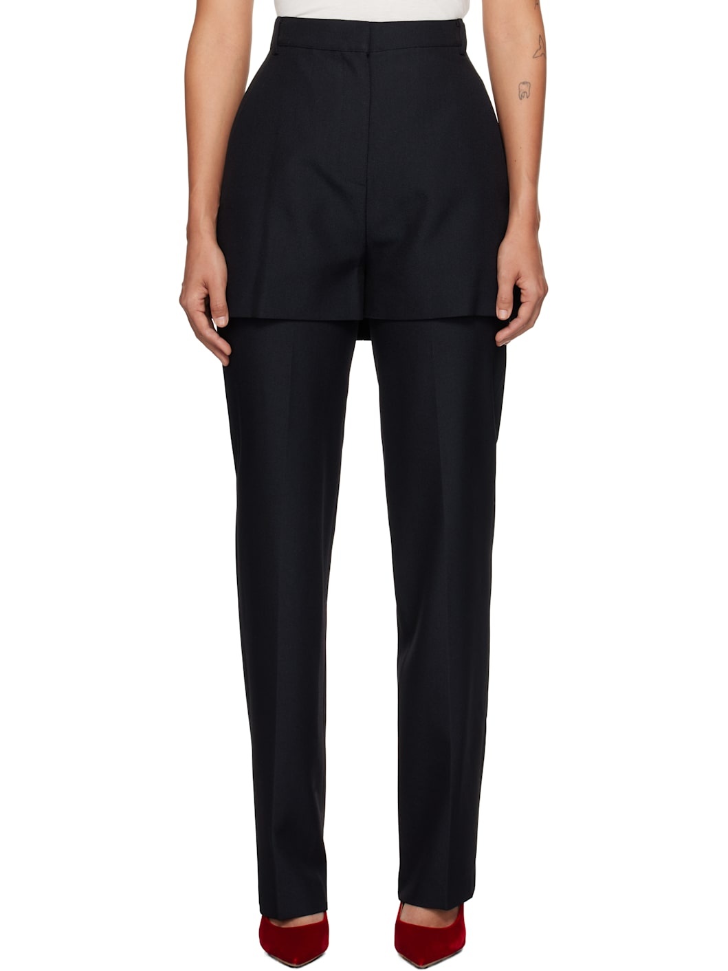 Navy Shorts Layered Trousers - 1