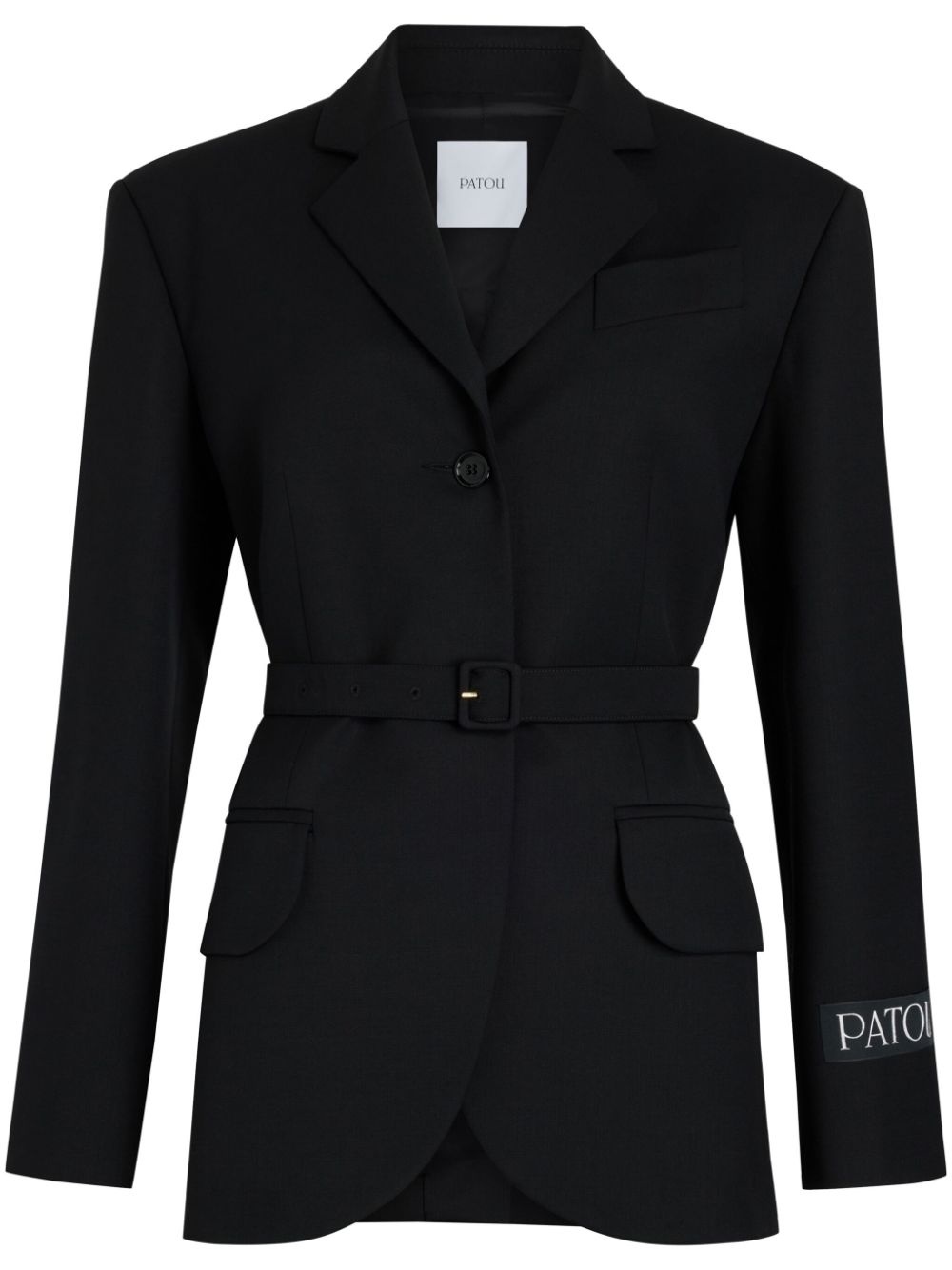 logo-patch belted blazer - 1
